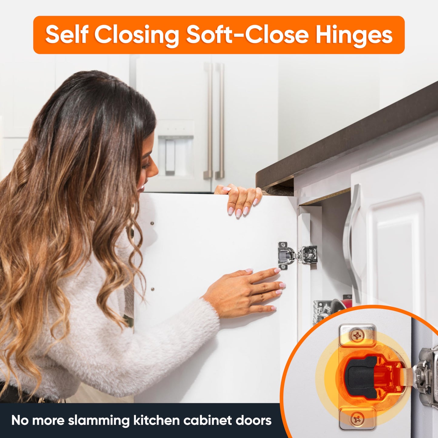 Decobasics 50 Pack Soft Close Cabinet Hinges 1-1/4" Overlay for Kitchen Cabinet Doors, Slow Self-Closing Concealed Hidden Hinges for Face Frame –Stainless Steel, 3-Way Adjustable & Quiet Close Damper