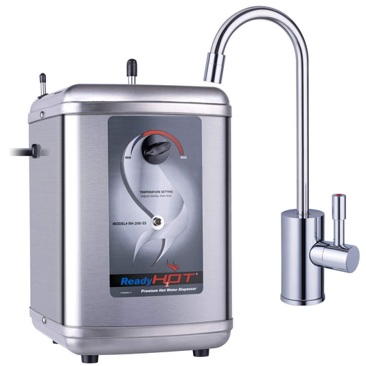 Ready Hot 41-RH-200-F570-CH Instant Hot Water Dispenser System, 2.5 Quarts Manual Dial Single Lever Hot Water Faucet, Polished Chrome