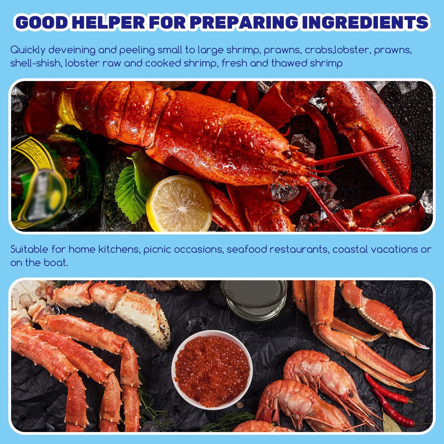 Waltool 19Pcs Seafood Tools Includes Sea Food Scissors, Crab Crackers, Oyster Knife, Lobster Crackers, Crab Hammer and Shellfish Forks, Nutcracker Set for Restaurants, Picnic and Home Use