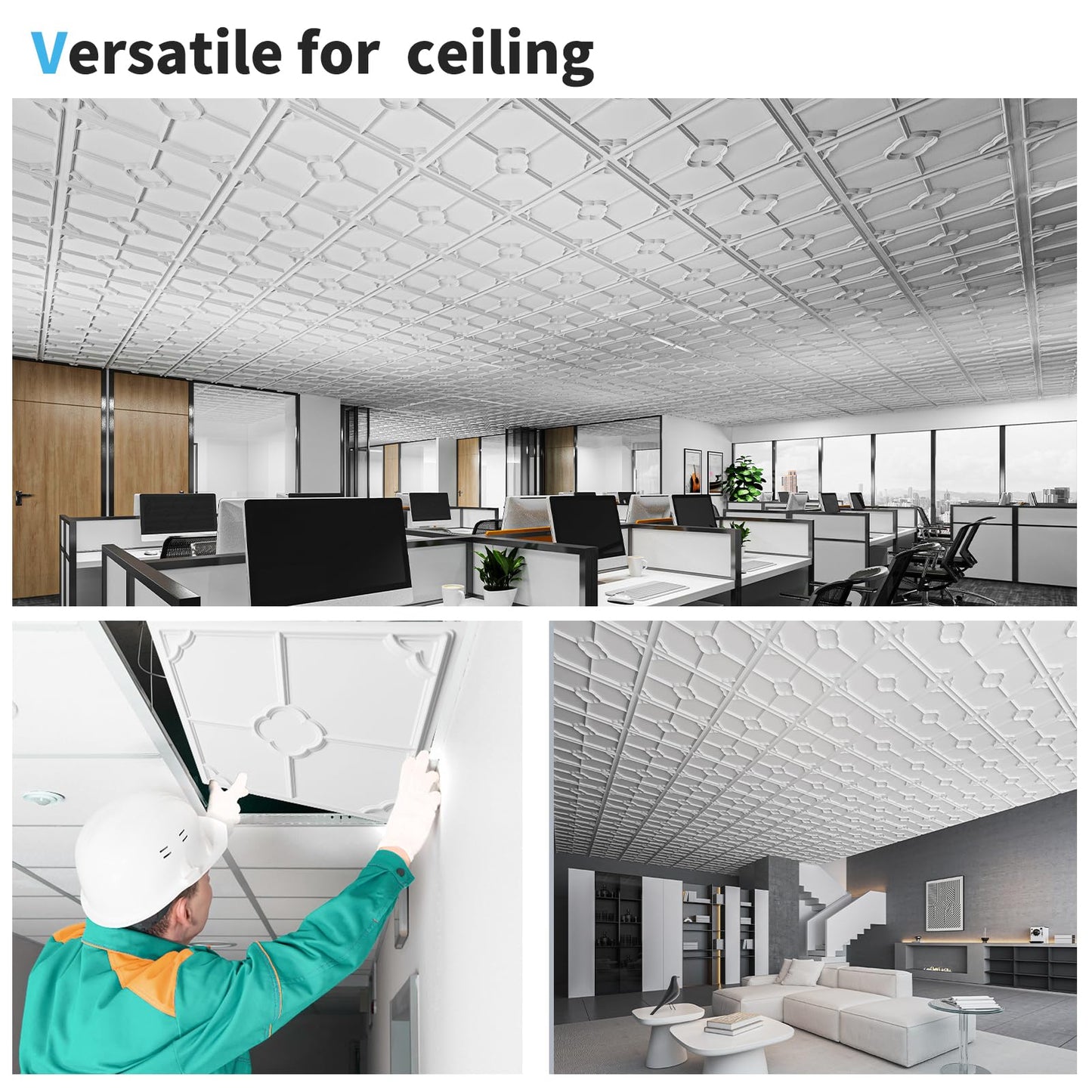Art3d 12-Pack Lightweight Drop Ceiling Tiles for Suspended Grid, 2x2 ft Ceiling Panels in White, Cover 48 Sq.Ft