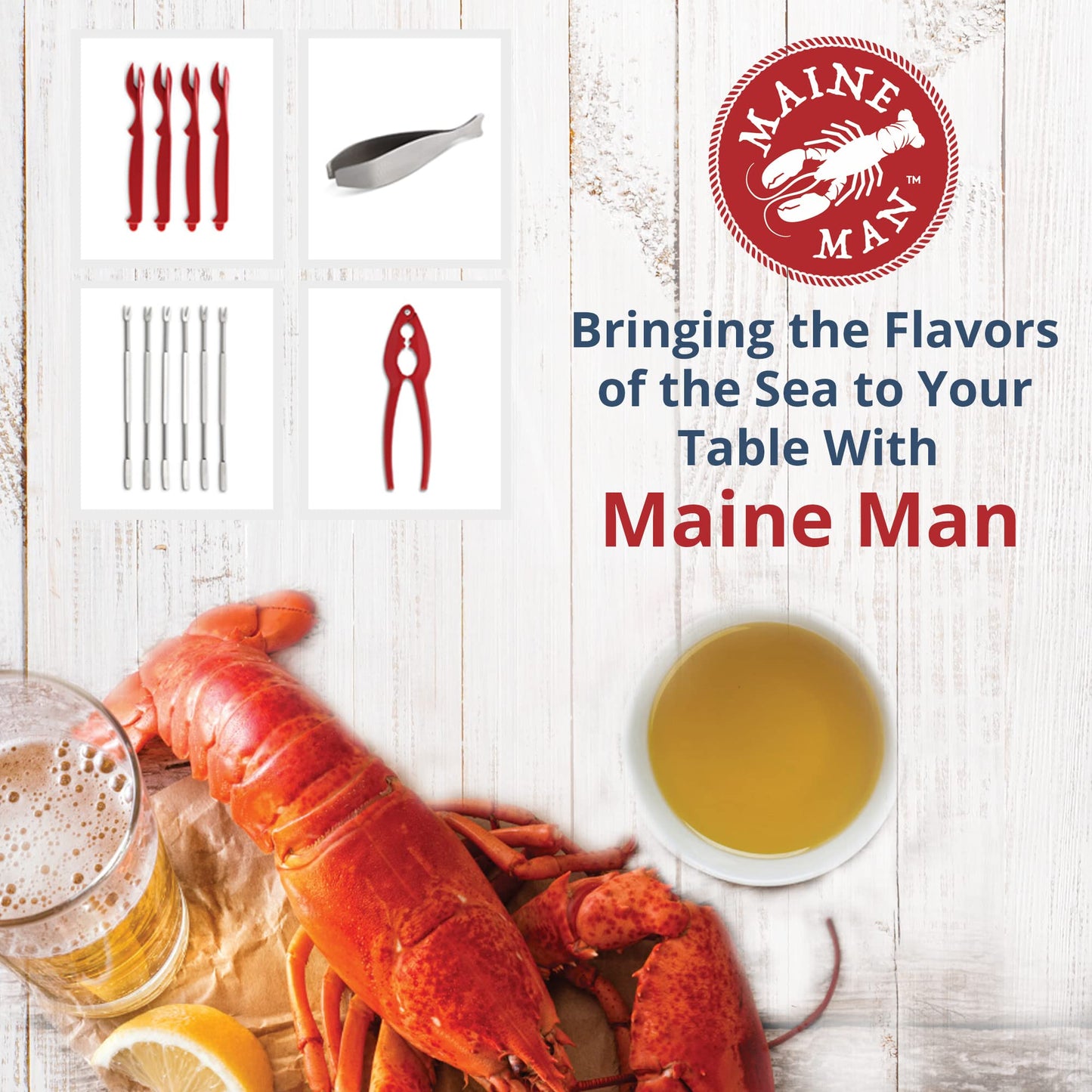 Maine Man Oyster Seafood Cocktail Appetizer Fork, Japanese18/8 Stainless Steel, Set of 4