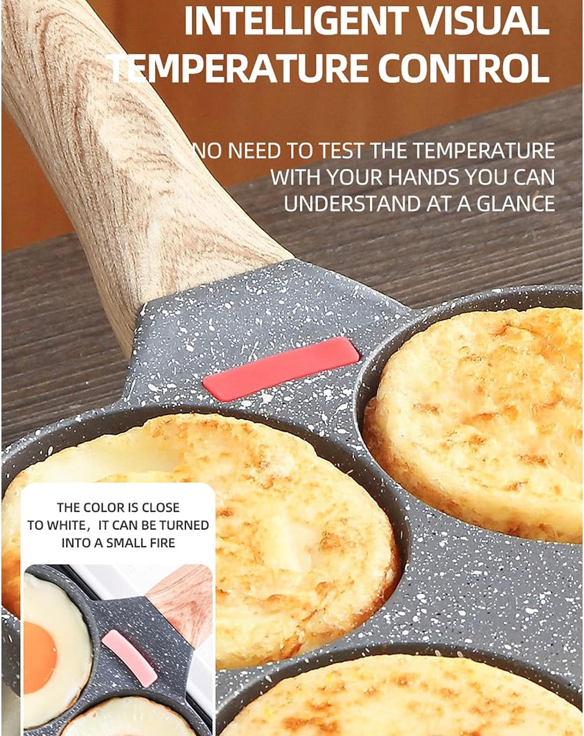 MIHUNTER Fried Egg Pan, Egg Frying Pan with Lid Nonstick 4 Cups Pancake Pan Aluminium Alloy Cooker for Breakfast(White)