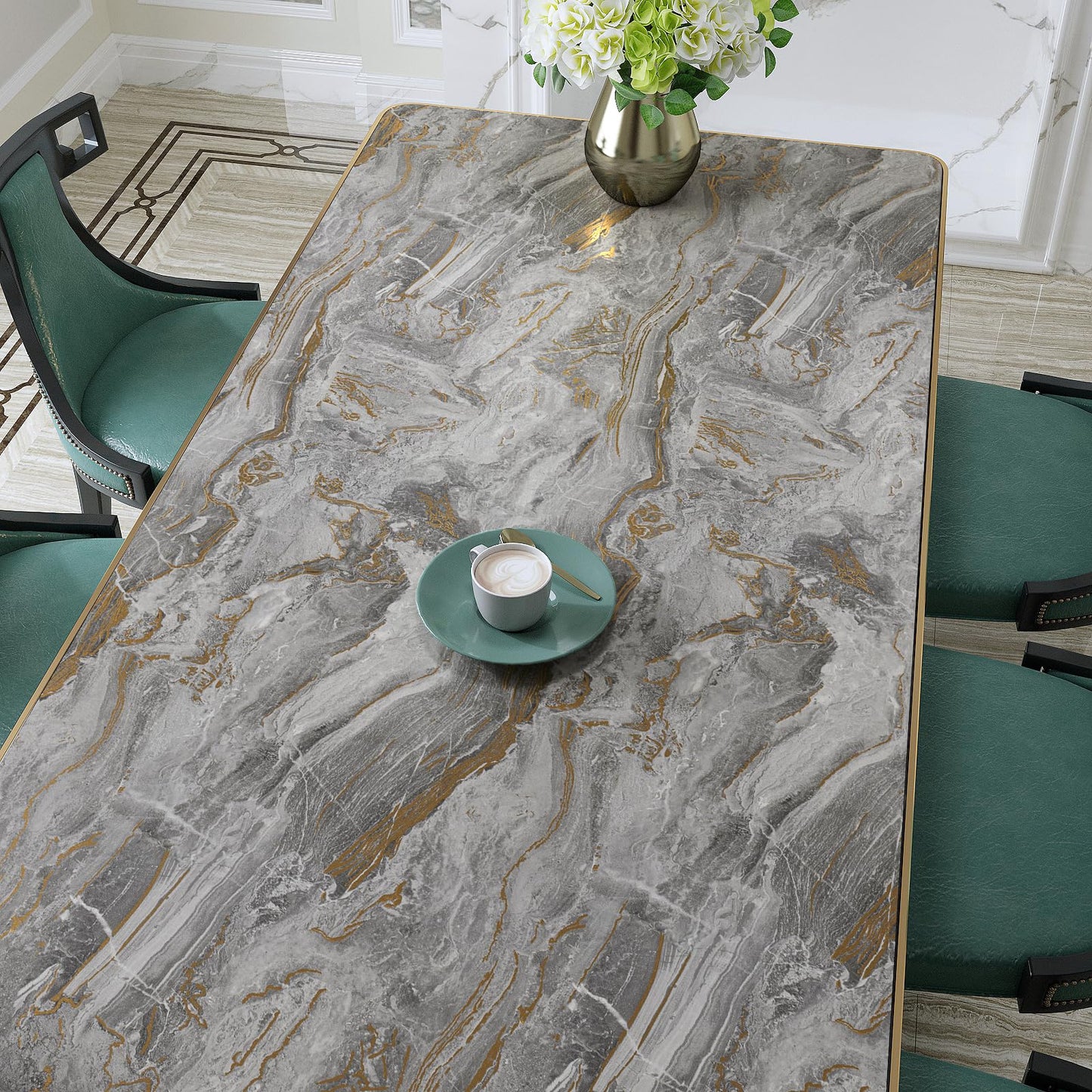 VaryPaper 15.7''x78.7'' Matte Marble Countertop Contact Paper Waterproof Grey Marble Wallpaper Peel and Stick Counter Top Covers for Kitchen Removable Self Adhesive Marble Vinyl for Table Desk Shelves