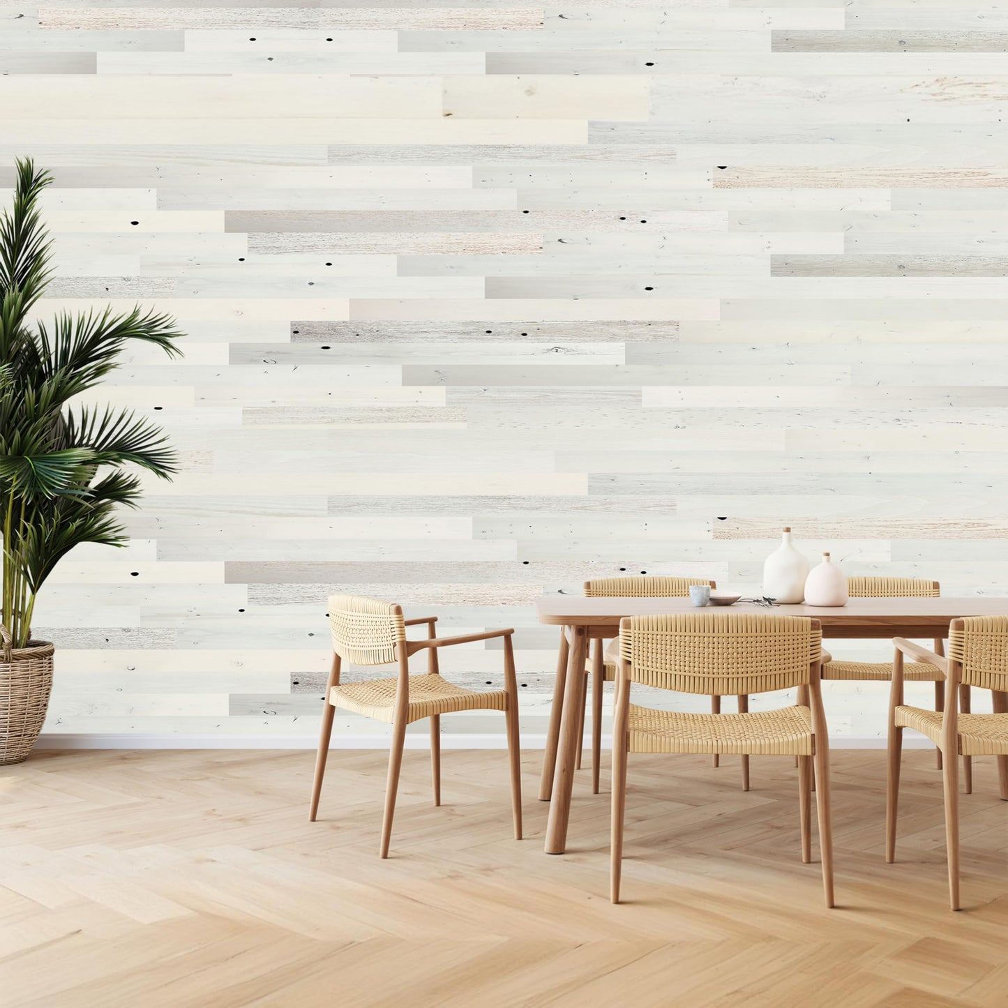 TIMBERCHiC 100% Reclaimed Wood Wall Planks - Made in USA - Peel-and-Stick Panels for Interior Decor - DIY Accent Wall Panels, Coastal White (4" x 10 Sq Ft)