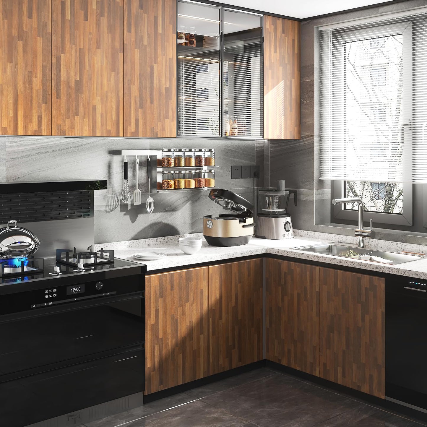 FunStick 36"x200" Large Butcher Block Countertop Contact Paper Waterproof Brown Wood Contact Paper for Cabinets Peel and Stick Countertops Wood Wallpaper for Kitchen Counter Top Covers Desk Vinyl Wrap