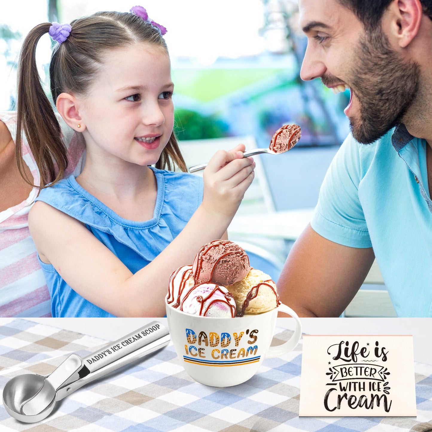 Daddy Gifts, Gifts for Dad from Daughter Fathers Day, Daddy's Ice Cream Bowl Scoop Shovel Spoon Set, DadIce Cream Gift from Son Daughter, Ideal Xmas Birthday Father's Day Gift for Him
