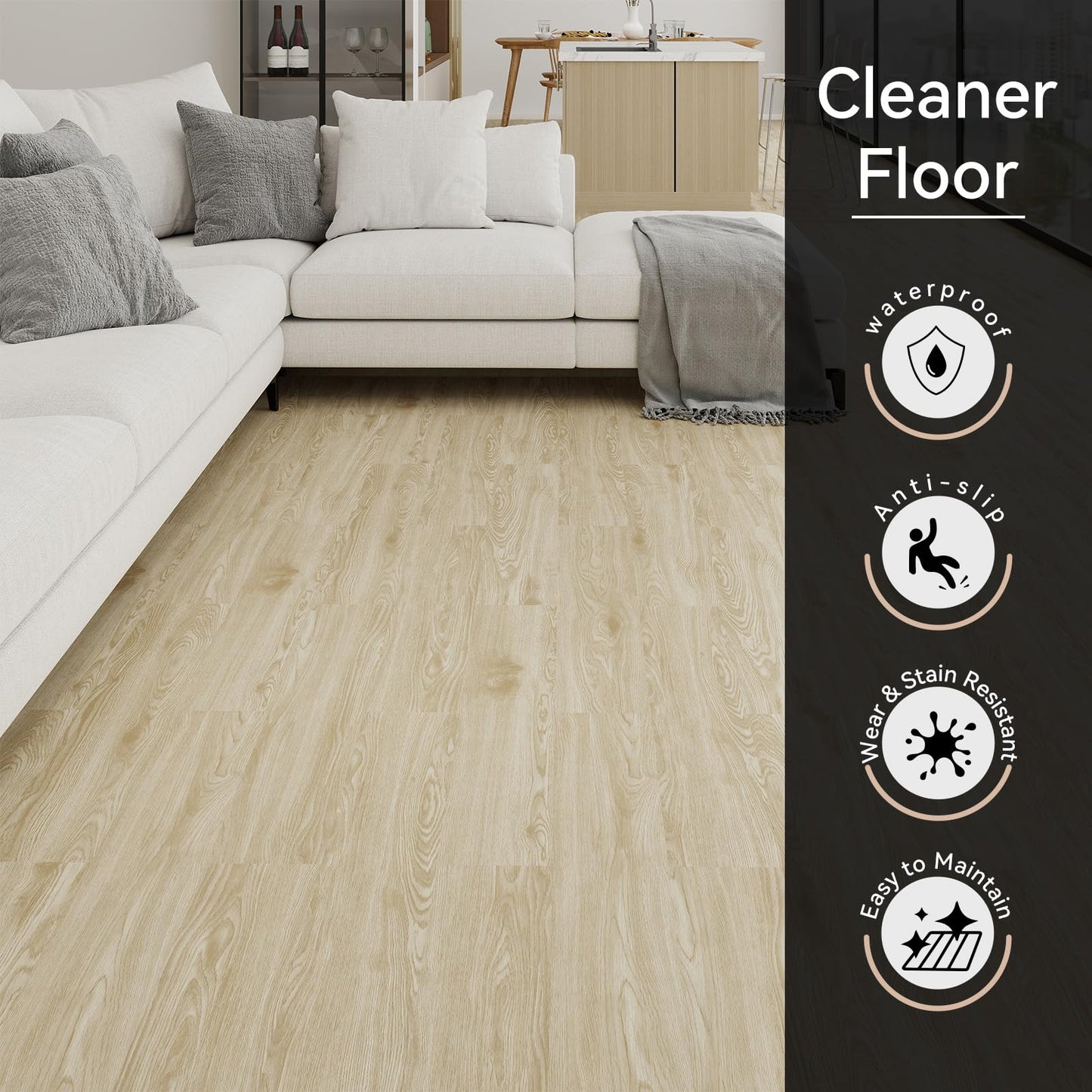 Mysflosy Peel and Stick Floor Tiles, Self-Adhesive Luxury Vinyl Flooring Plank, 6'' x 36'', 36 Pack 54 Sq.Ft, Waterproof DIY Deep Wood Grain Planks Easy to Install for Kitchen, Living Room