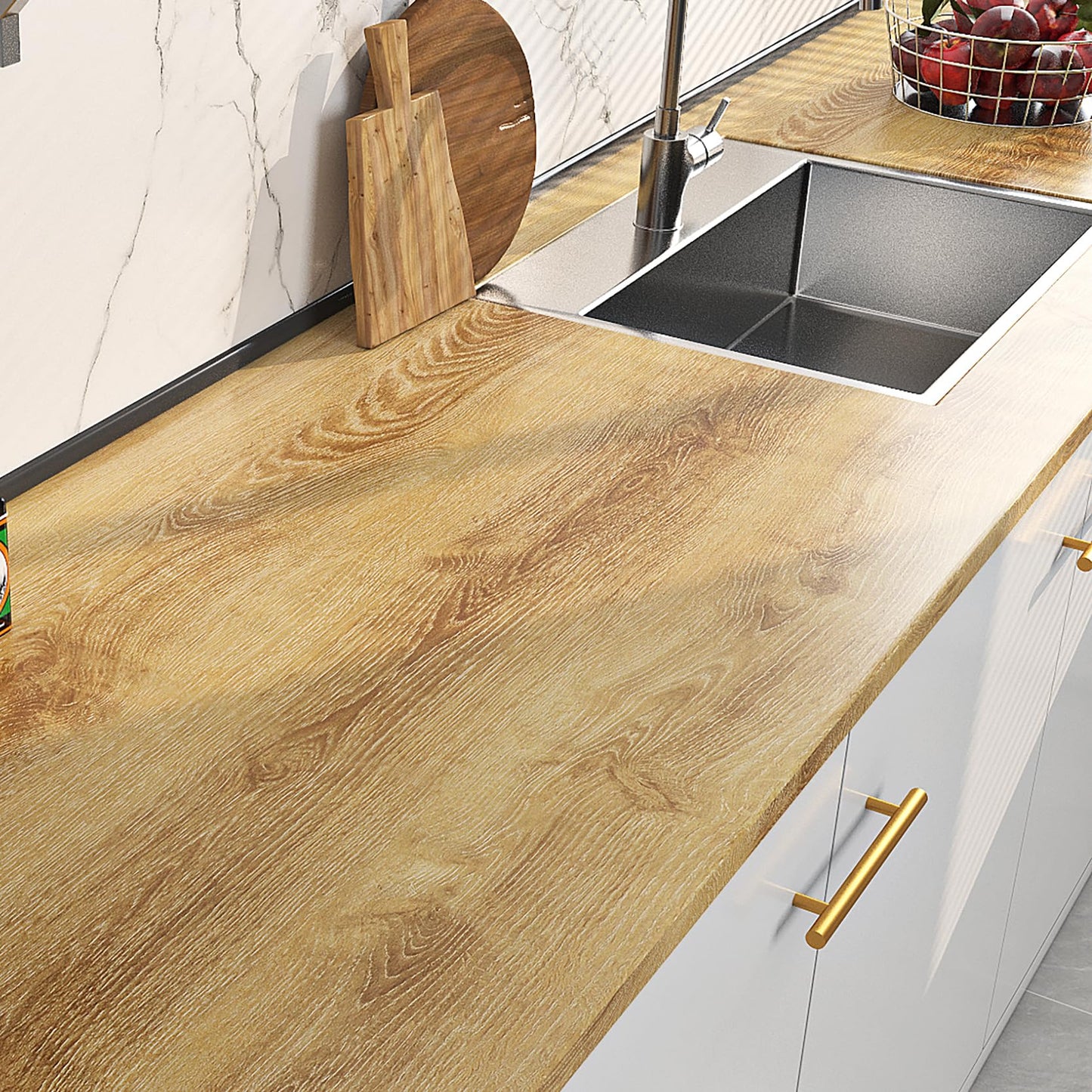 Livelynine Oak Wood Contact Paper Peel and Stick Thick Wood Contact Paper for Countertops Desk Kitchen Cabinet Wallpaper Peel and Stick Countertops Waterproof Vinyl Wrap Wood Laminate Roll 15.8x78.8