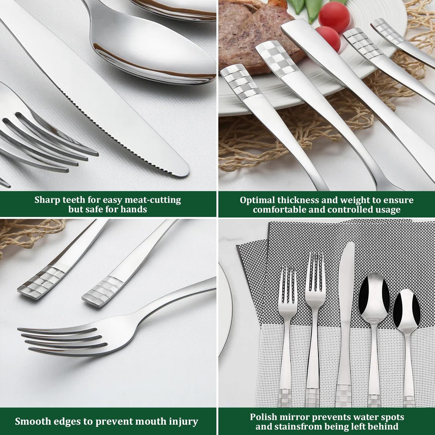 KOOMADE 20-Piece Silverware Set for 4 - Stainless Steel Flatware Cutlery Utensil Set Set, Durable Mirror Polished & Dishwasher Safe Flatware Set Include Forks Spoons Knives for Home Wedding Restaurant