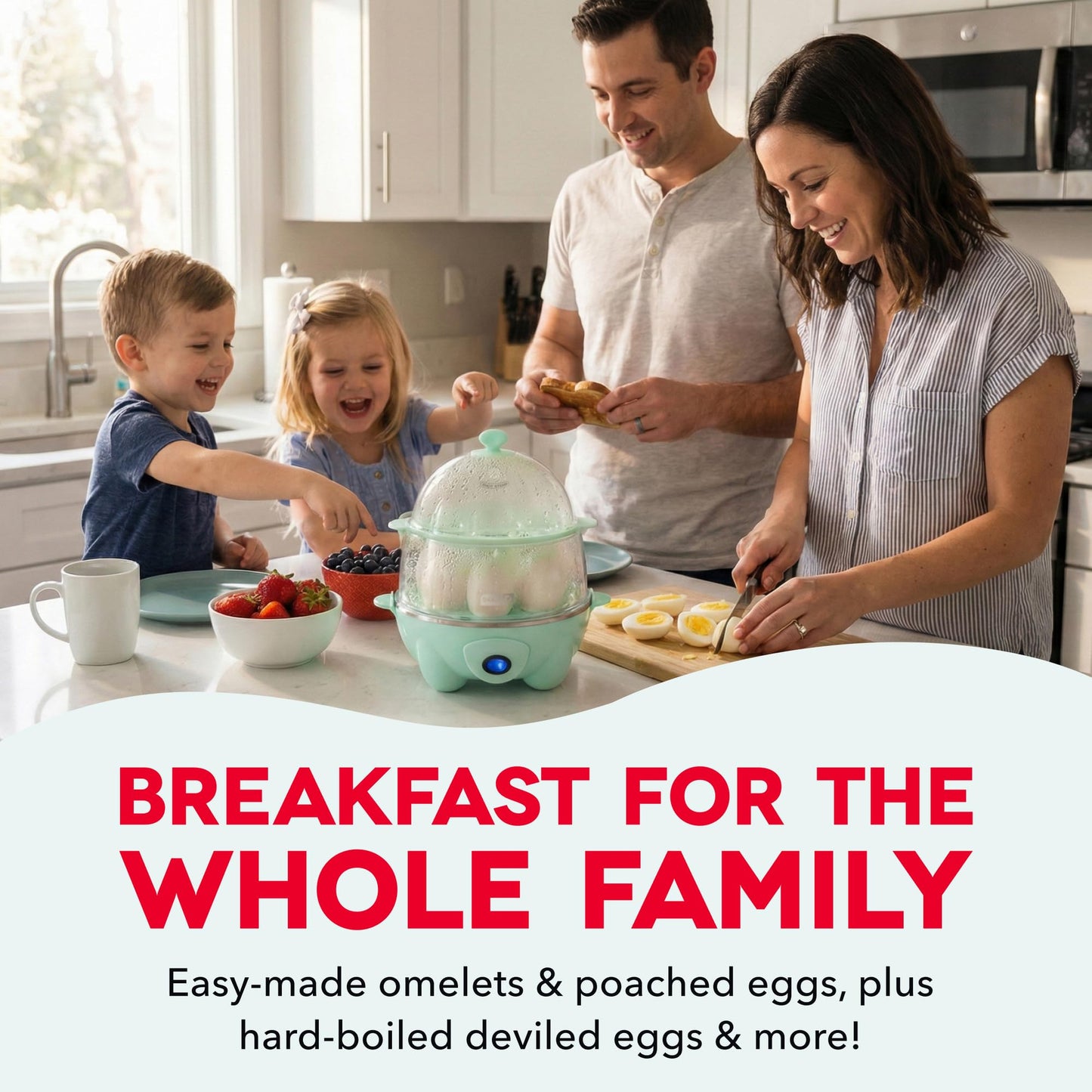 Dash Deluxe Egg Cooker - Boiler, Poacher & Steamer - Includes Measuring & Recipe Guide - Dishwasher Safe - BPA Free - Holds 12 Eggs, Aqua