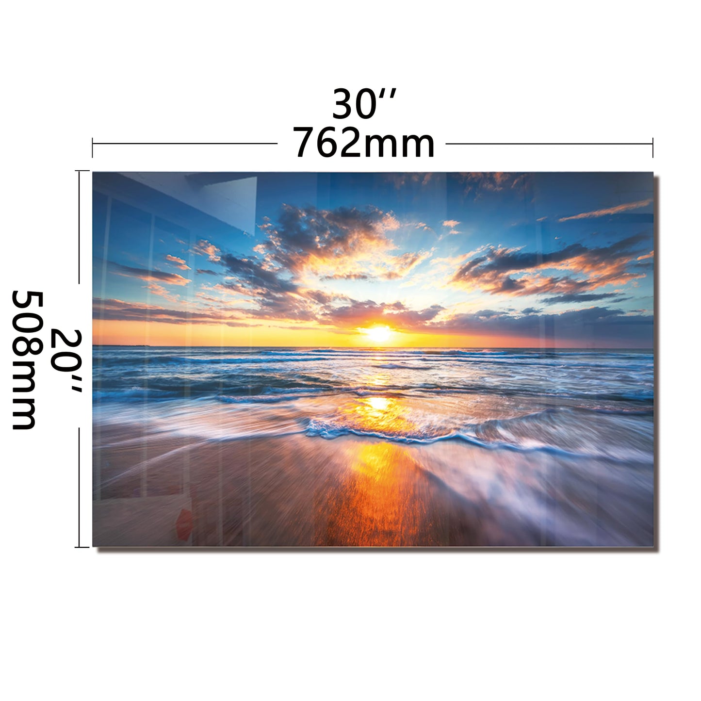 Tempered Glass Backsplash For Kitchen Behind Stove,Sea Beach Stove Backsplash Top Cover,Easy to Clean Glass Splashback, Sink Cover Splash Guard,Home Kitchen Wall Decor (30"x20"(76.2x50.8cm))