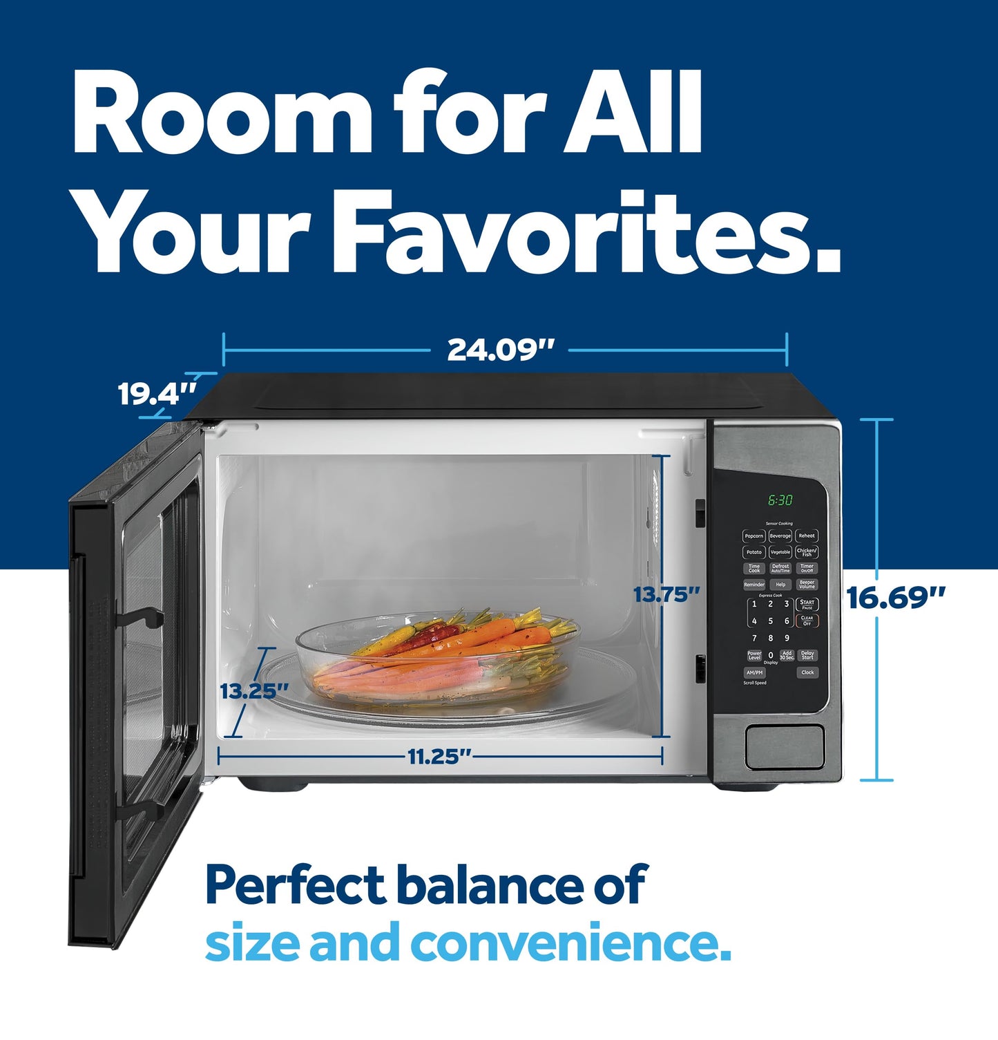 GE Countertop Microwave Oven, 1,200-watt Capacity, 2.0 Cubic Ft., 8 Auto Setting Cooking Settings, Child-Lock Technology, Kitchen Essentials for the Countertop, Dorm Room or Apartment, Black