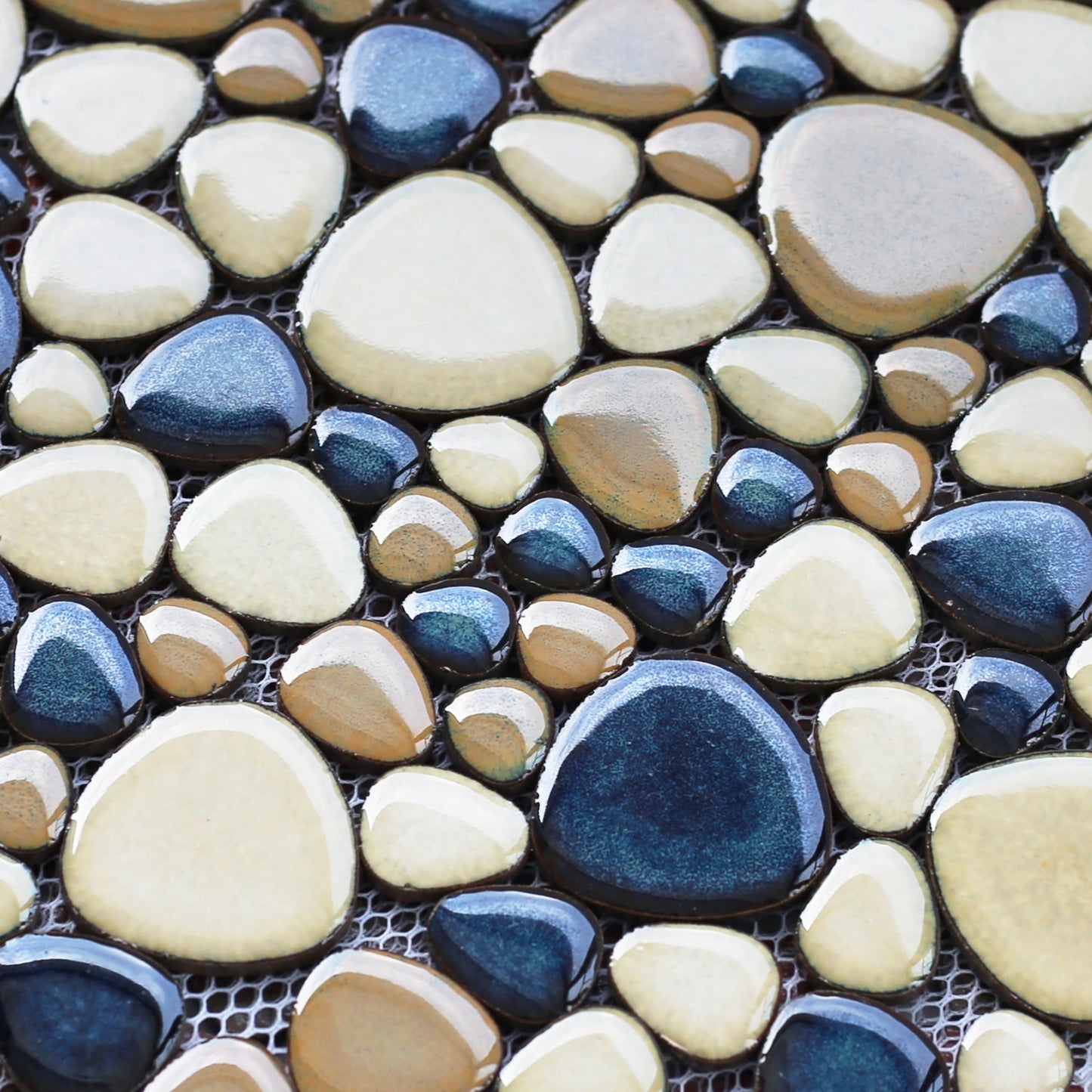 Elephantile Pebble Tile for Shower Floor Brown Blue Pebbles Mosaic Tiles for Bathroom Floor [Set of 5 Sheets]