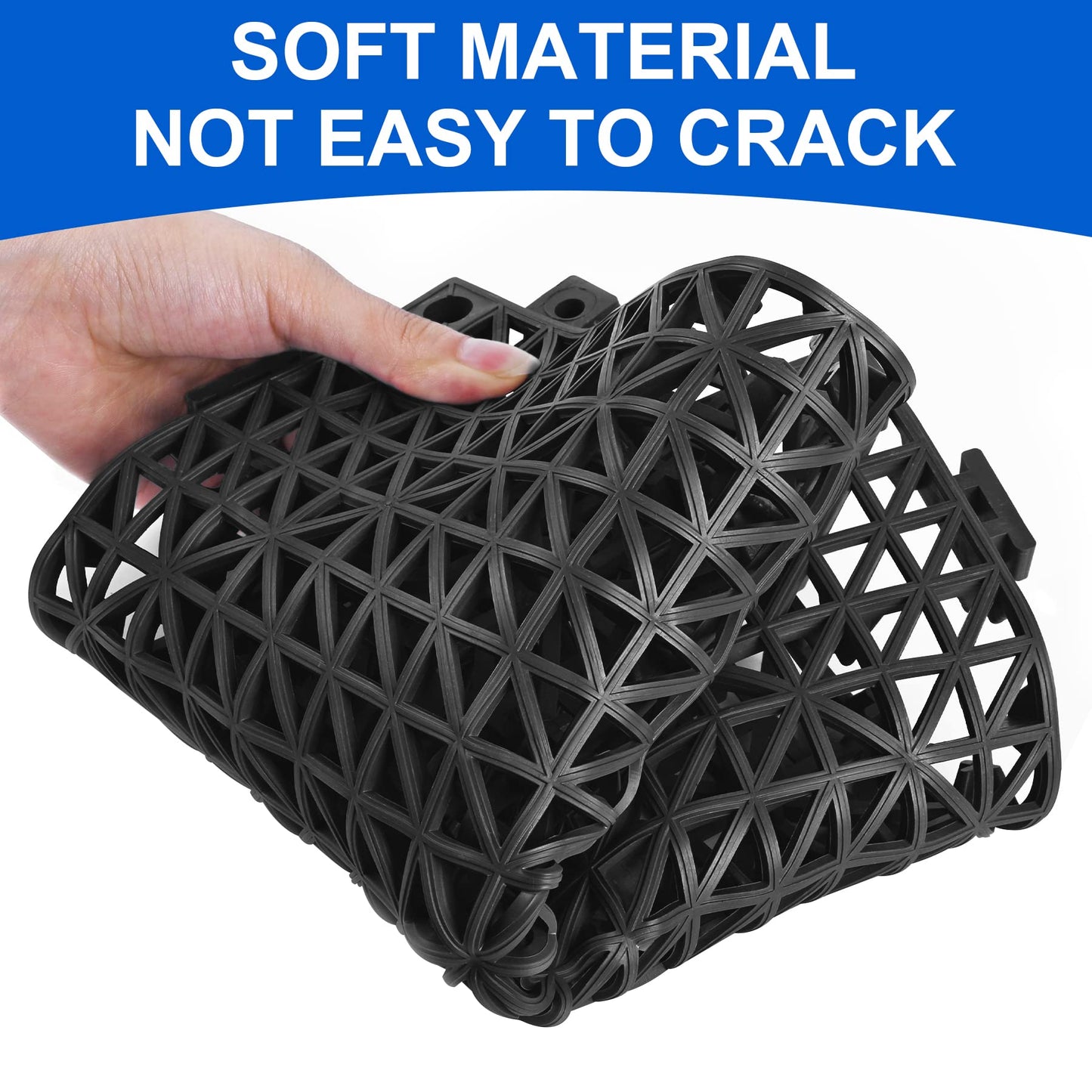 MYFAMIREA Modular Interlocking Cushion 12 Pack 11.8" x 11.8" Rubber Floor Tiles Non-Slip Splicing Drainage Mats for Deck, Pool, Outdoor Shower, Patio, Balcony, Indoor Bathroom, Kitchen, Yard (Black)