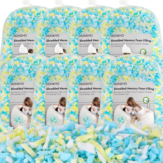HONEHO 40lbs Shredded Memory Foam Bean Bag Filler, Soft and Convenient Bean Bag Filling Pillow Stuffing for Beanbag, Couch, Cushion, Stuffed Animals, Dog Bed, Arts Crafts