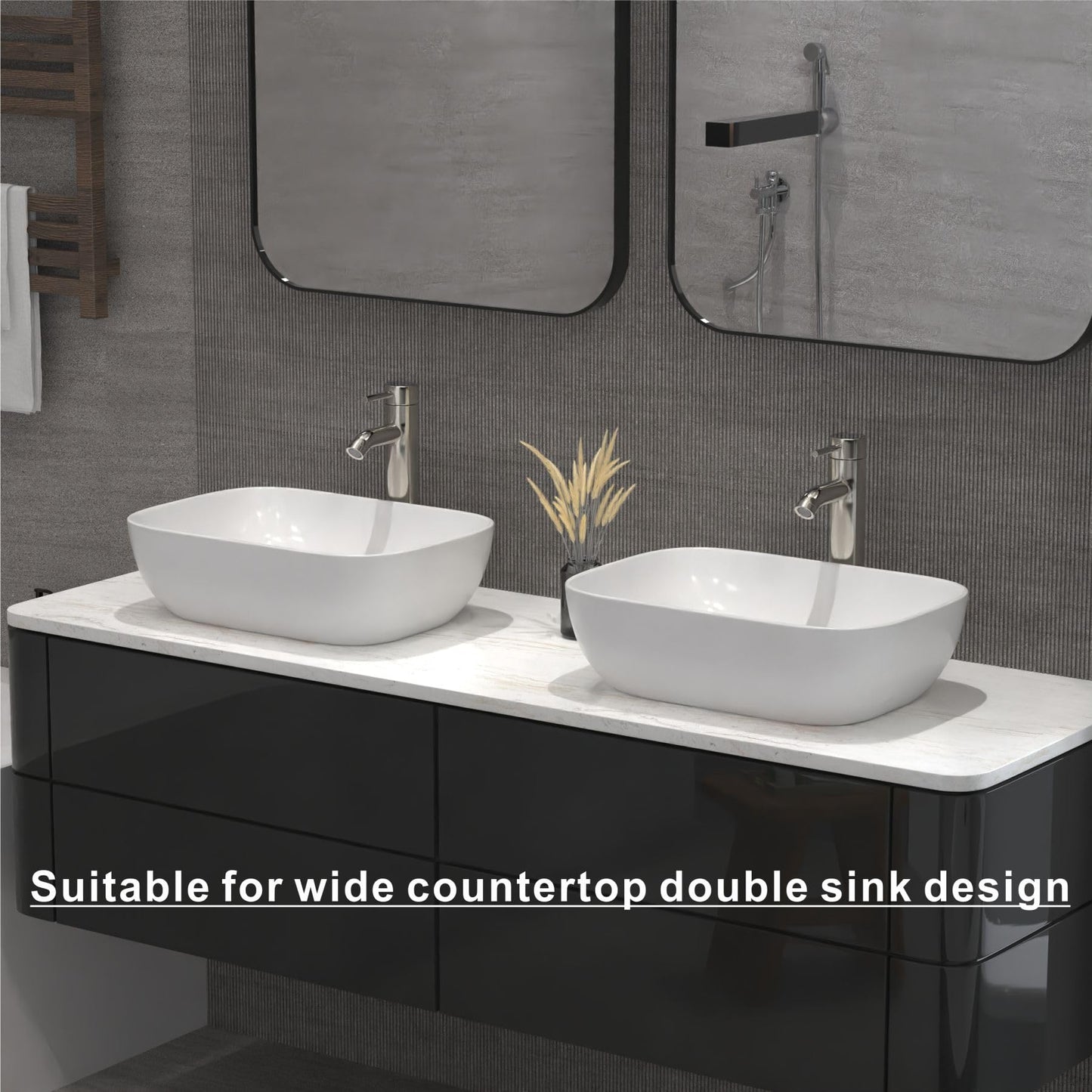 J-FAMILY 18.3'' x 13'' Bathroom Vessel Sink White Porcelain Ceramic Wash Basin Vanity Above Counter Oval Sink Lavatory Art Basin