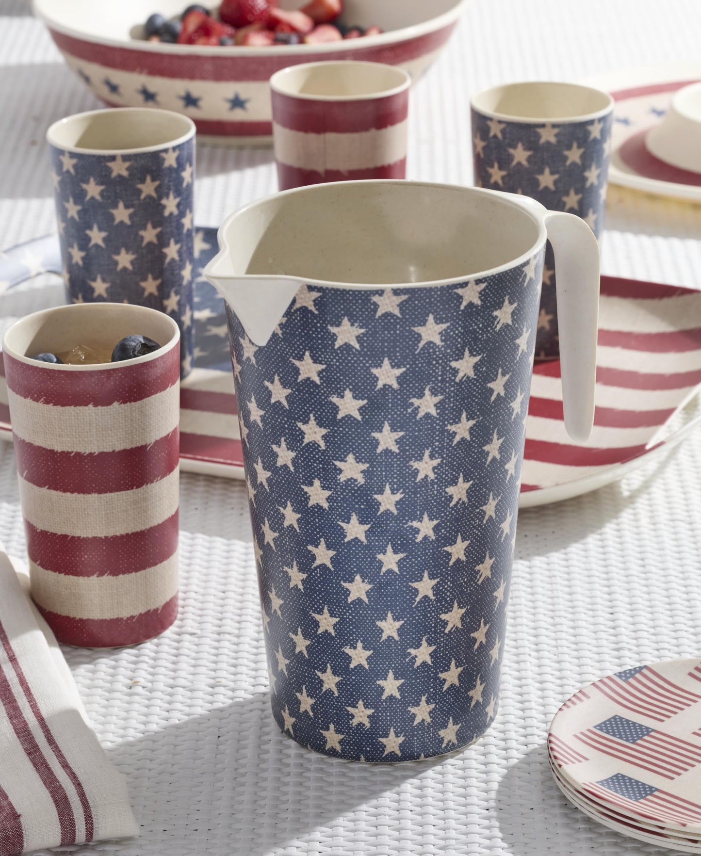 Oneida Drinking Glasses, Vintage Americana Tumblers, Set of 4, 16-Oz, Dishwasher Safe, Melamine Plastic Cups, USA, American Flag, 4th Of July, Dad Birthday Gifts, Tumbler Cup Set (Americana, 4 Piece)