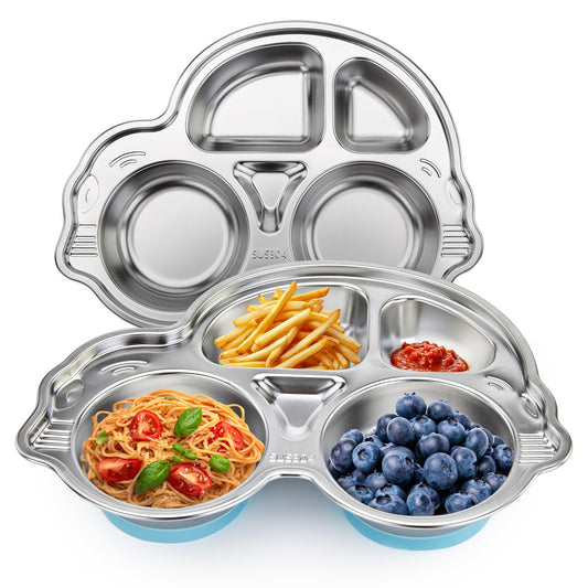Stainless Steel Baby Suction Plates: Divided Plates Designed for Babies and Toddlers, Made of 100% Food-Grade Materials Ideal for Baby-Led Weaning BPA-Free Toddler Feeding Dishwasher Safe Blue