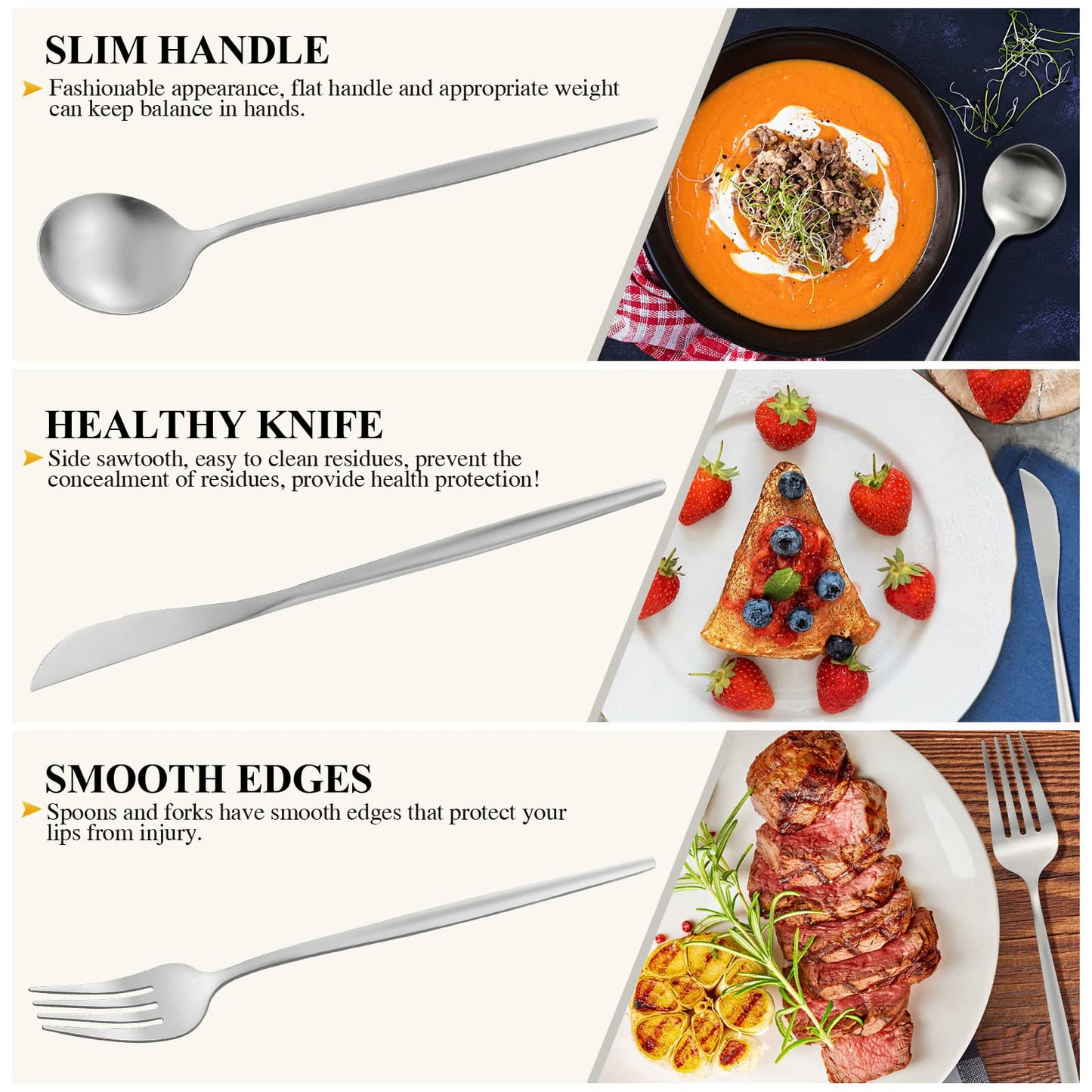 Silverware Set for 4, 20 Piece Flatware Set, Cutlery Tableware set Include Spoons And Forks Set, Stainless Steel Utensil Set, Matte polished Finish, Dishwasher Safe