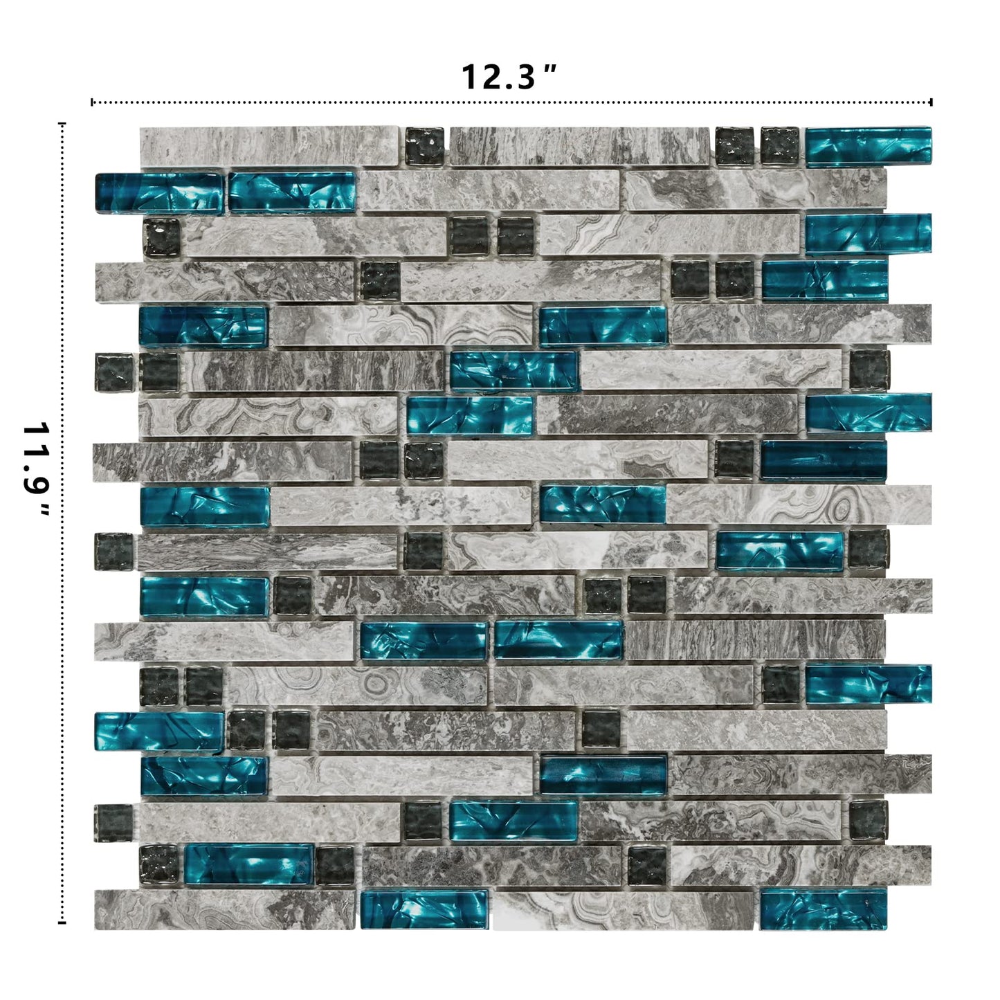 The Newly Upgraded 2026; a Four-piece Set Suitable for Kitchen backsplashes, Featuring Noble Natural Marble paired with Blue Glass Mosaic Tiles, Suitable for bathrooms, Kitchens, bedrooms, and More.