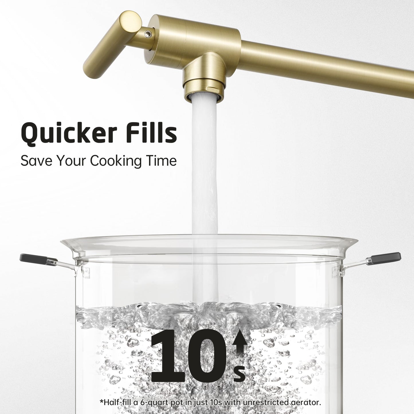 KES Gold Pot Filler with Heat-Resistant Cartridge, 26" Brushed Gold Pot Filler Faucet Over Stove, Wall Mount Kitchen Faucet Double Joints, Stainless Steel, NSF Certified, KN927LFF18-BZ