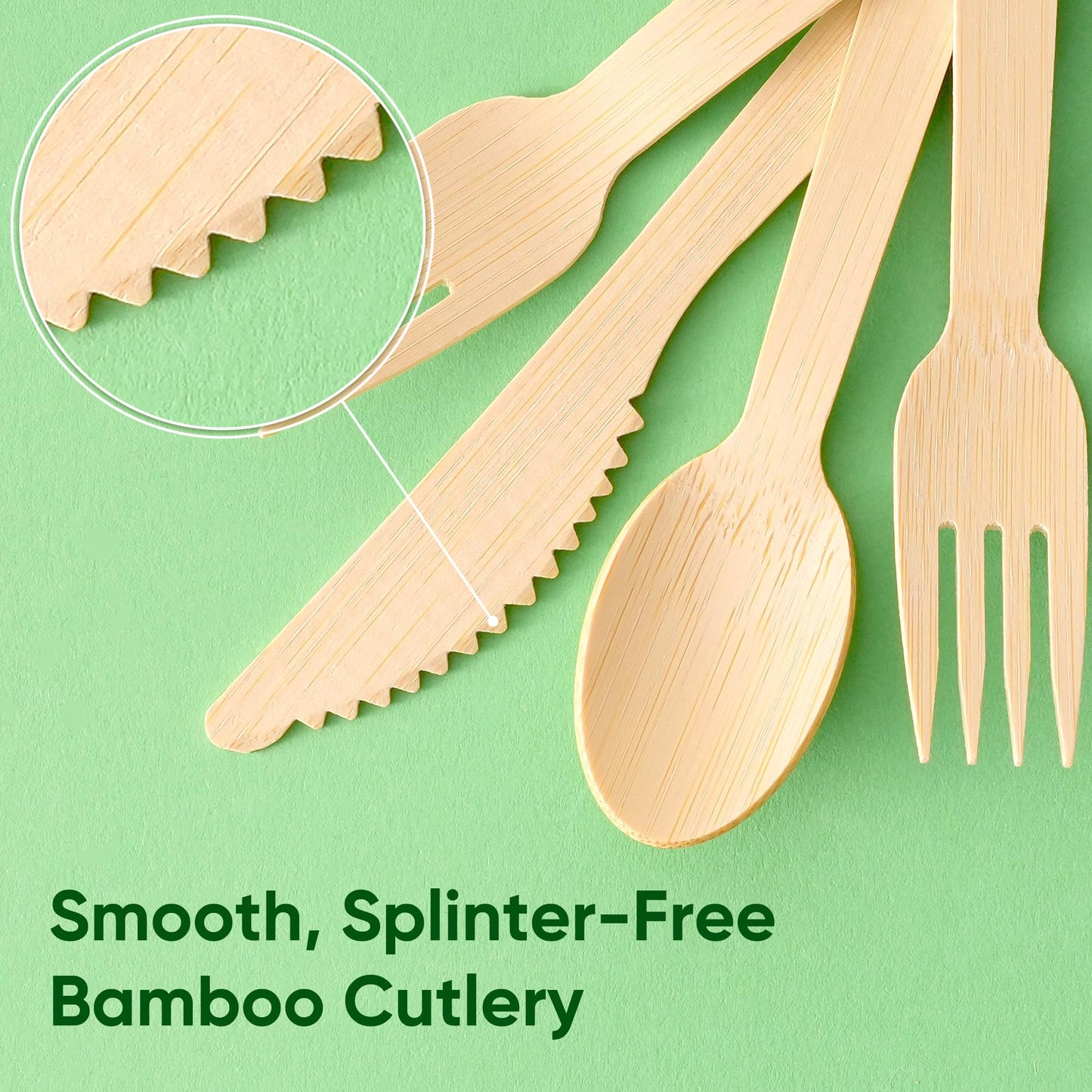 FEHHTO Disposable Bamboo Utensils Set, Compostable Cutlery, Eco-Friendly Disposable Silverware for Parties, Catering, Office Lunches –100 PCS Spoons