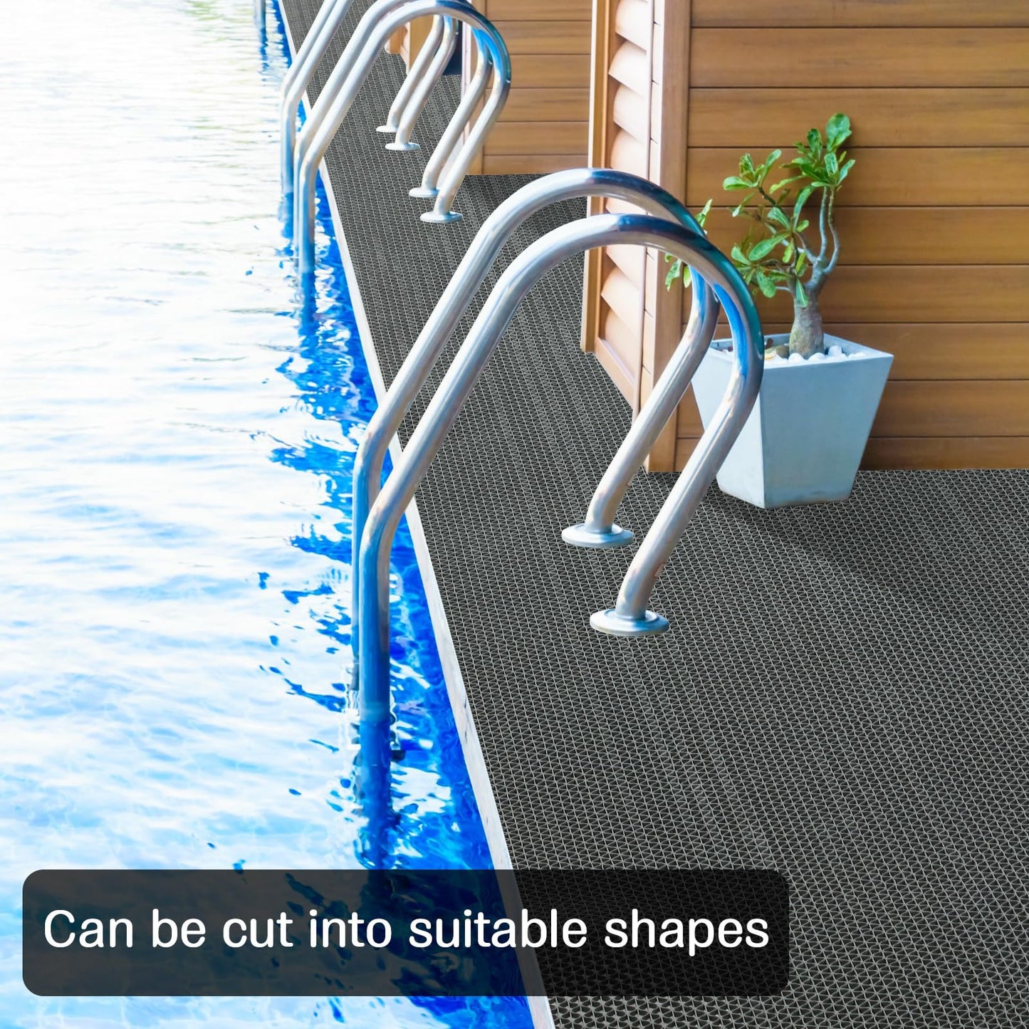 Drydiet Non Slip Drainage Mat Roll, 0.22" Thick Heavy Duty Waterproof PVC Flooring, Cuttable Floor Mat for Pool Deck, Garage, Kitchen, Restaurant,Bathroom,Washroom,Workshop(Gray,3 x 16 ft)