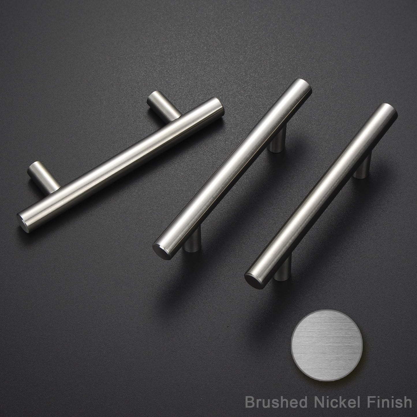 Estmoon 30 Pack Brushed Nickel Cabinet Handles 3 Inch Hole Center Drawer Pulls Stainless Steel Cabinet Pulls Silver Kitchen Handles Cabinet Hardware for Drawers, Cupboards - 5" Length, 3" Hole Center