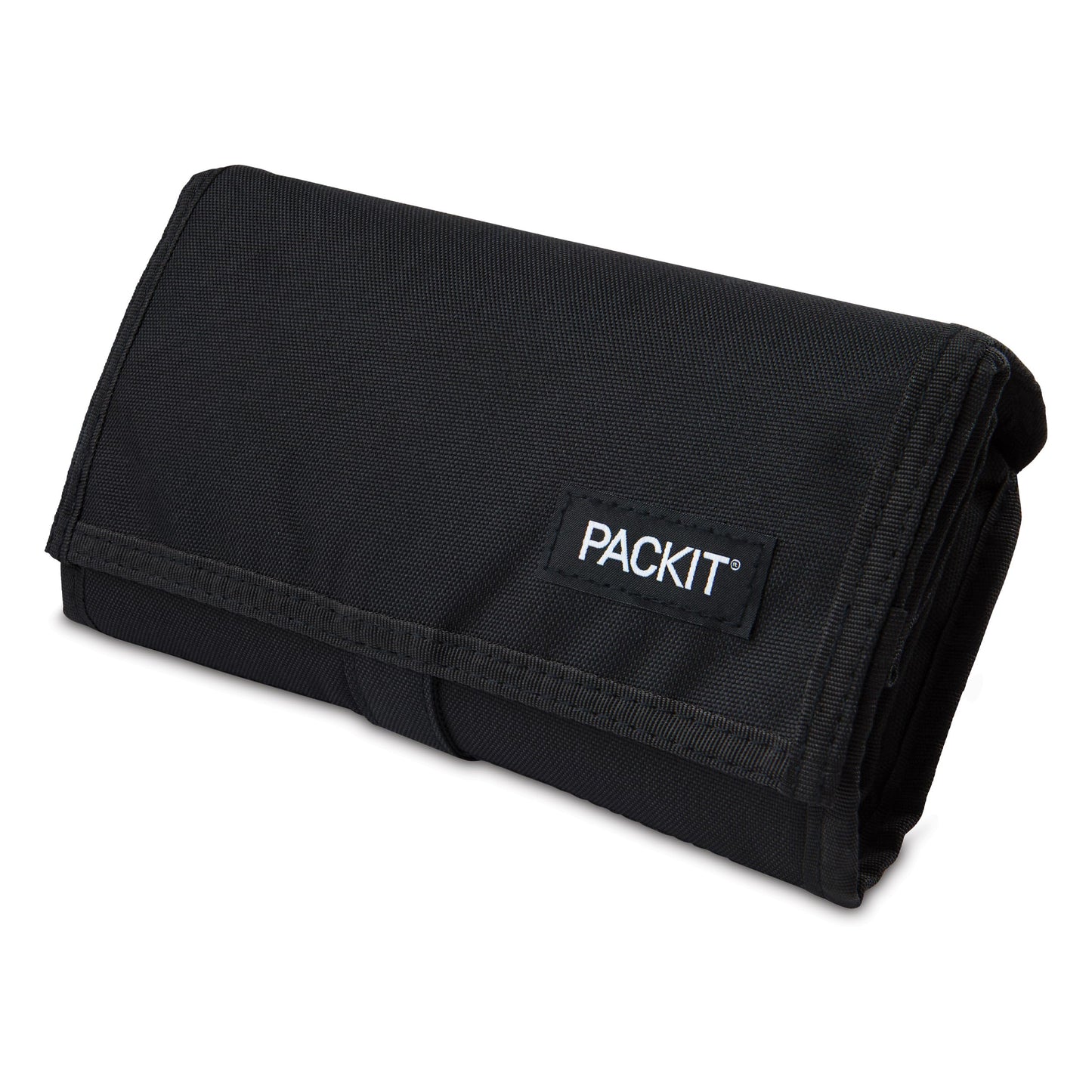 PackIt Freezable Lunch Bag, Black, Built with EcoFreeze Technology, Foldable, Reusable, Zip and Fold Closure with Buckle Handle, Perfect for School and Office Lunches