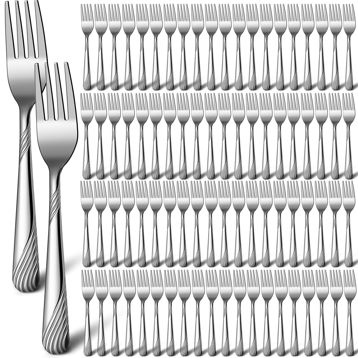 Bokon 200 Pieces Dinner Forks Bulk, 6.9 Inch Stainless Steel Silverware Flatware, Durable Table Forks Set for Home Restaurant Kitchen, Dishwasher Safe (Stylish)