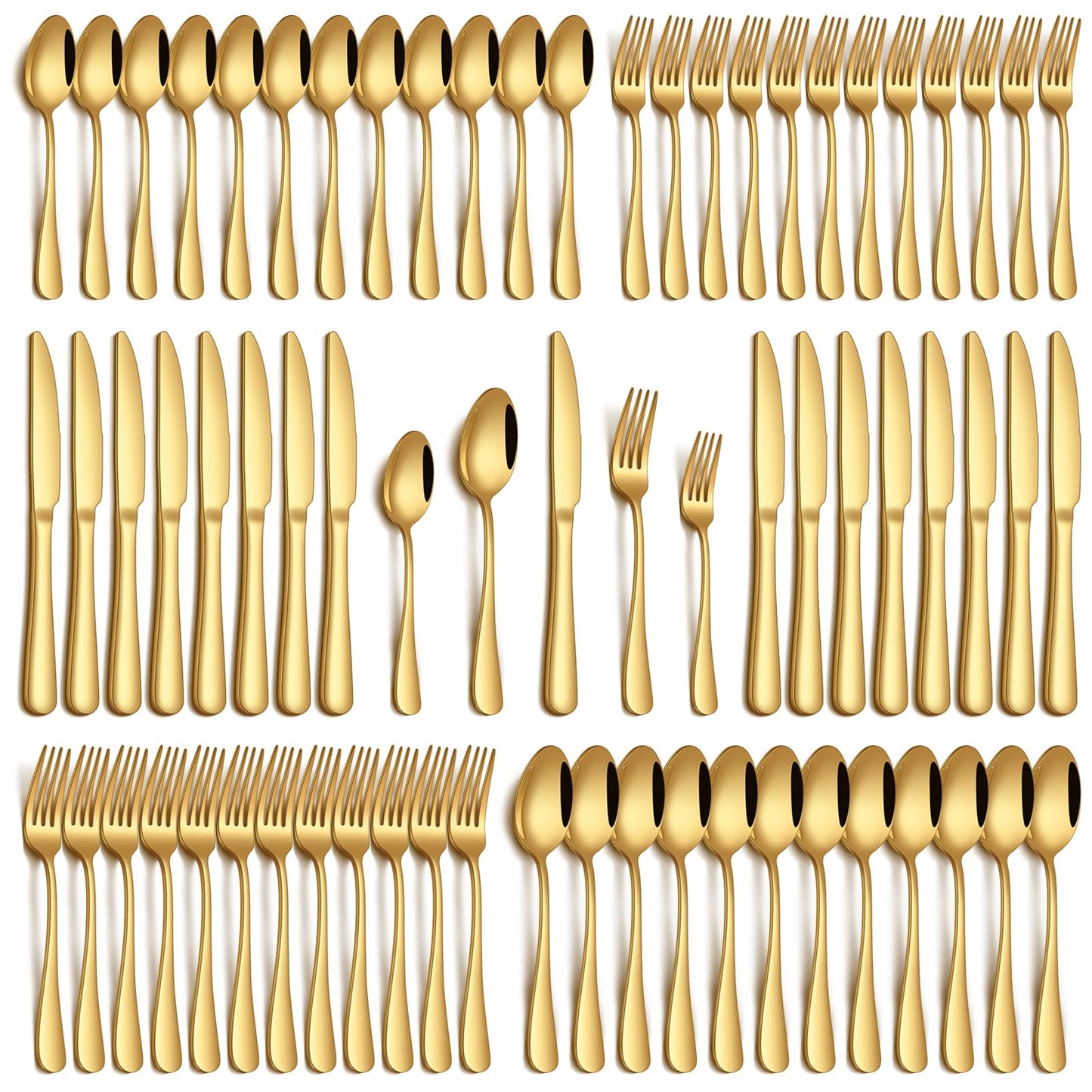 PHILIPALA 60 Piece Gold Silverware Set, Stainless Steel Flatware Set for 12 Food Grade Cutlery Utensil Set Include Knife Fork Spoon Mirror Polished Dishwasher Safe