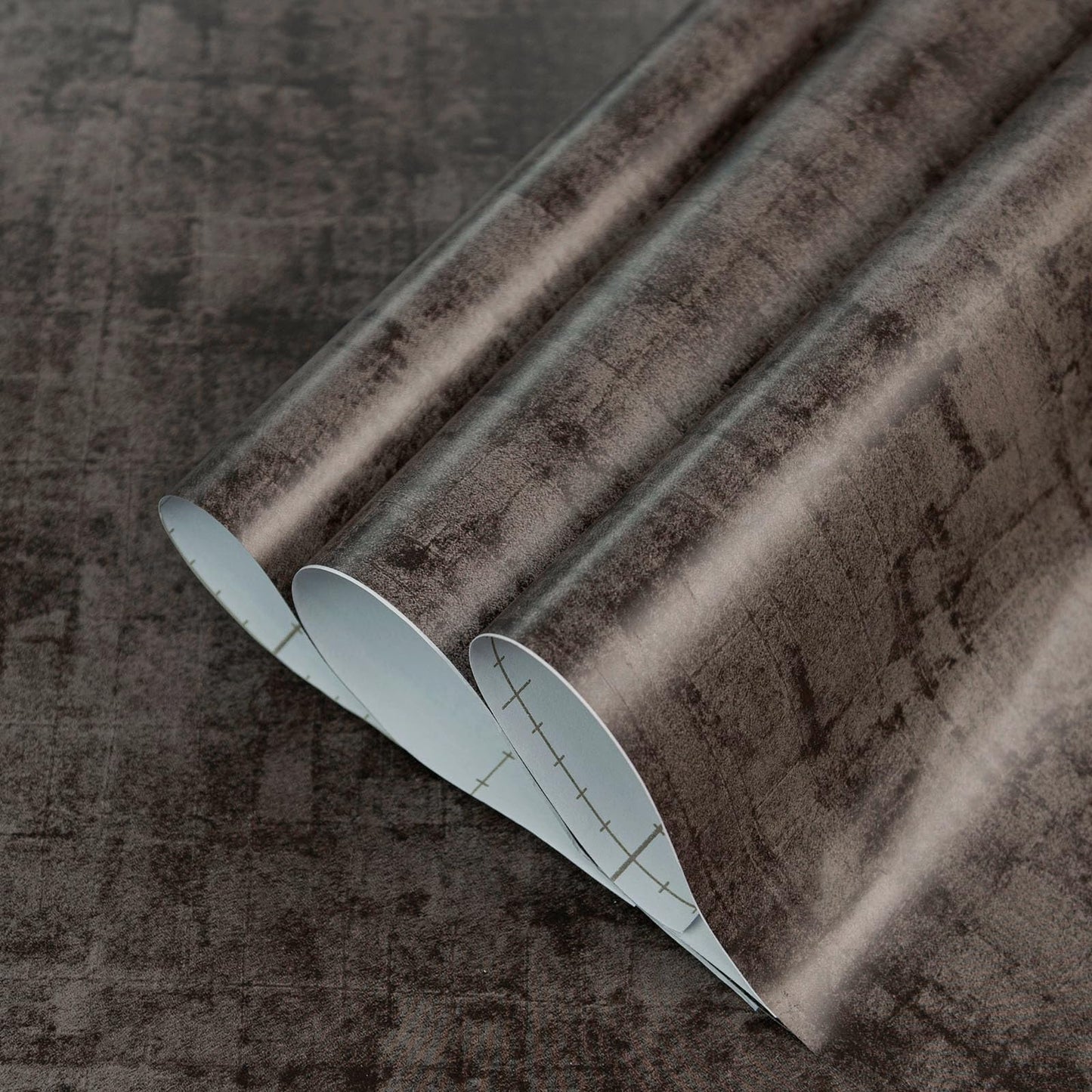 Grey Black Stained Concrete Contact Paper Dark Gray Cement Checkerboard Wallpaper Peel and Stick 16x354inch Air Guide Slot Design Matte Thick Self-adhesive Countertop Paper Waterproof Vinyl Wrap