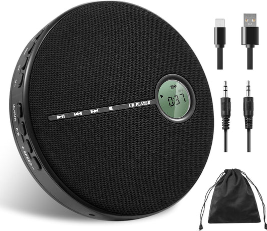 Gelielim Discman Repeat,10 Portable CD Player Bluetooth, Personal CD Player for Car & Home,Small Fabric Music Player
