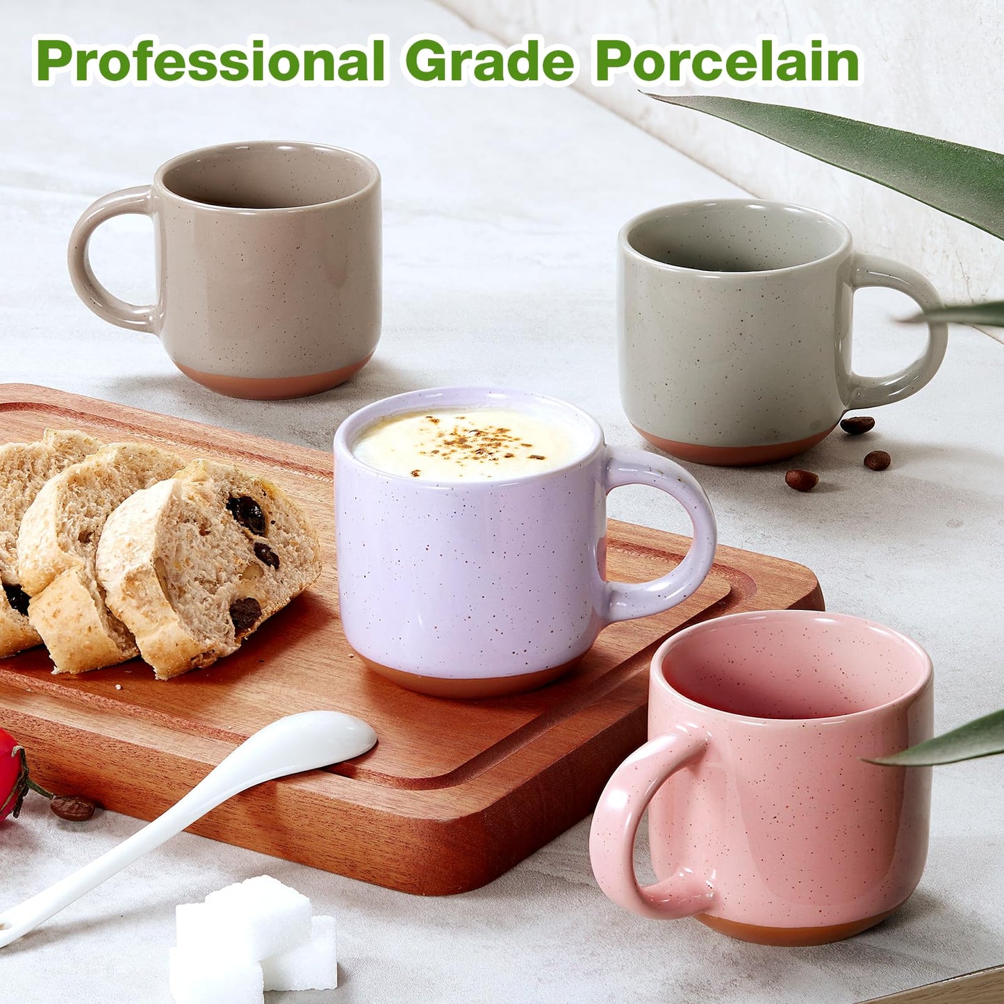 Gencywe Morandi Color Ceramic Mini Espresso Cups Set of 6, 5 oz Expresso Mugs with Handle, Porcelain Coffee Mugs Demitasse Cups, Modern Style Cups, Microwave Dishwasher Safe Suit for Espresso Machine