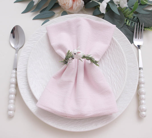 FruwaBlu Spring Cotton Cloth Napkins Set of 12, 16’’x16’’, Dinner Cloth Napkins Washable Bulk with Hemmed Edges, for Hotel Restaurant, Wedding, Easter (Light Pink)