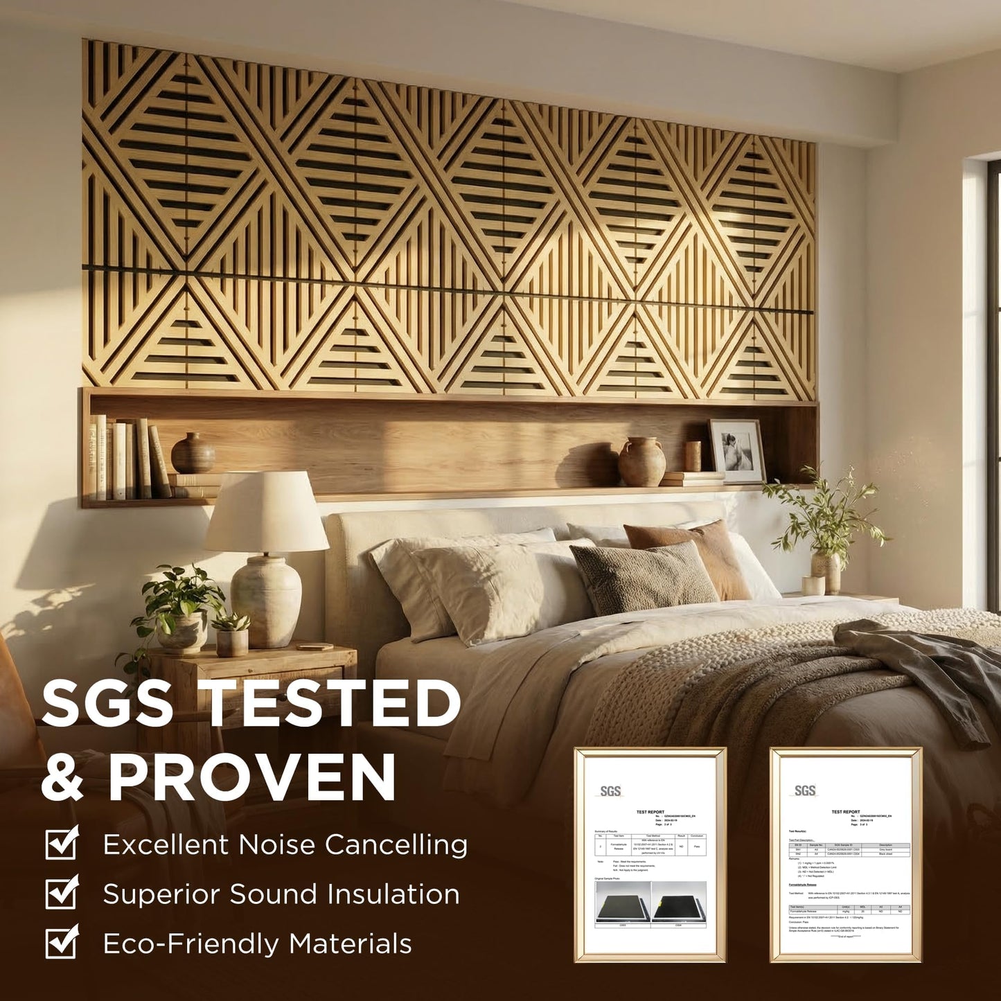 MuroPanel Acoustic Wall Panels, Decorative Acoustic Panels for Walls 23.6"x23.6", Sound Absorbing Wood Wall Panels for Interior Wall Decor, PVC Wood Grain HDF Acoustic Panels (White Oak, 4 Pack)