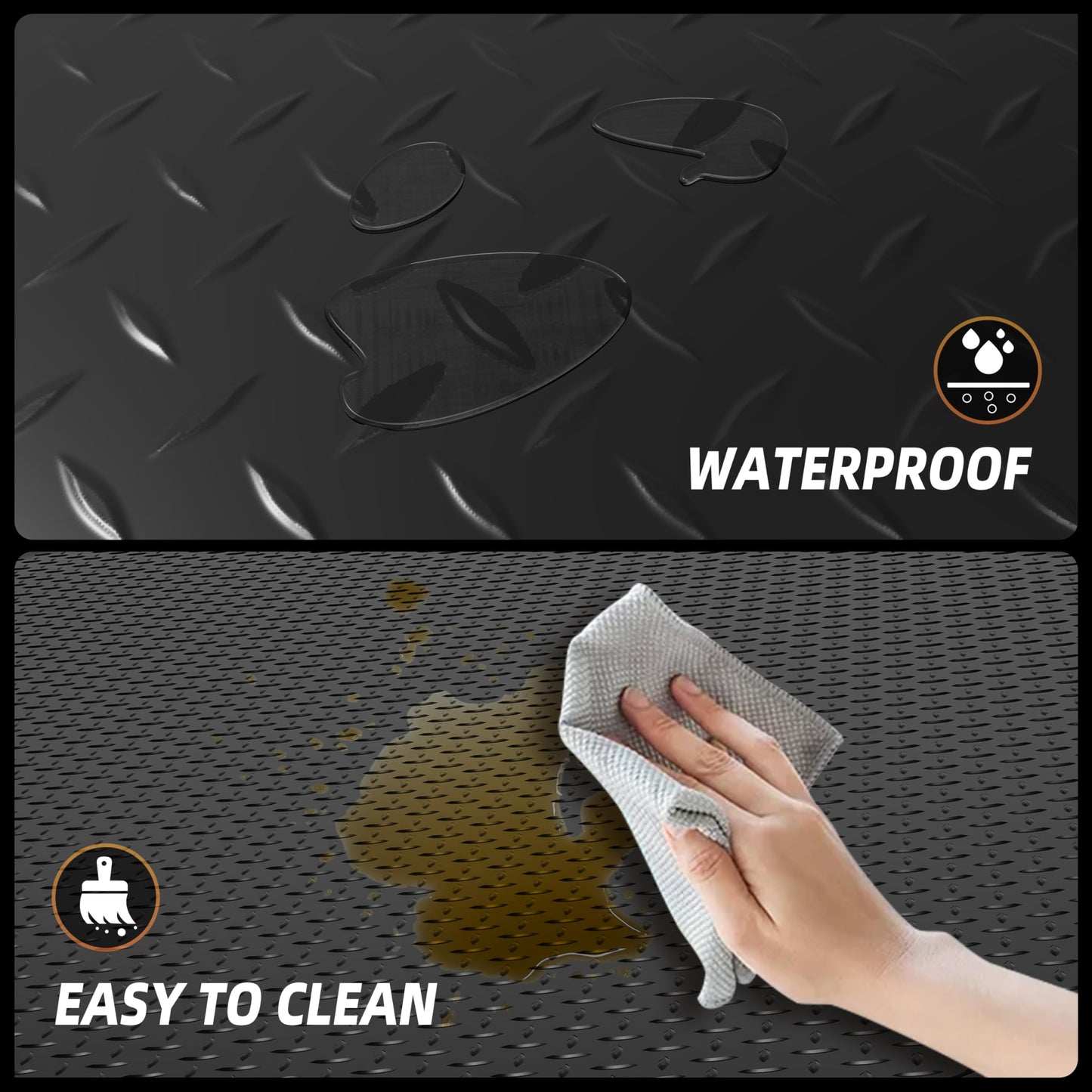 LulnCush 8.2x21 FT Garage Floor Mat, 2.8mm Thickened Diamond Plate PVC Garage Flooring Roll for Under Car Parking, Heavy Duty Garage Floor Protector 172.2 SQFT for Garage, RV Trailer, Basement, Black