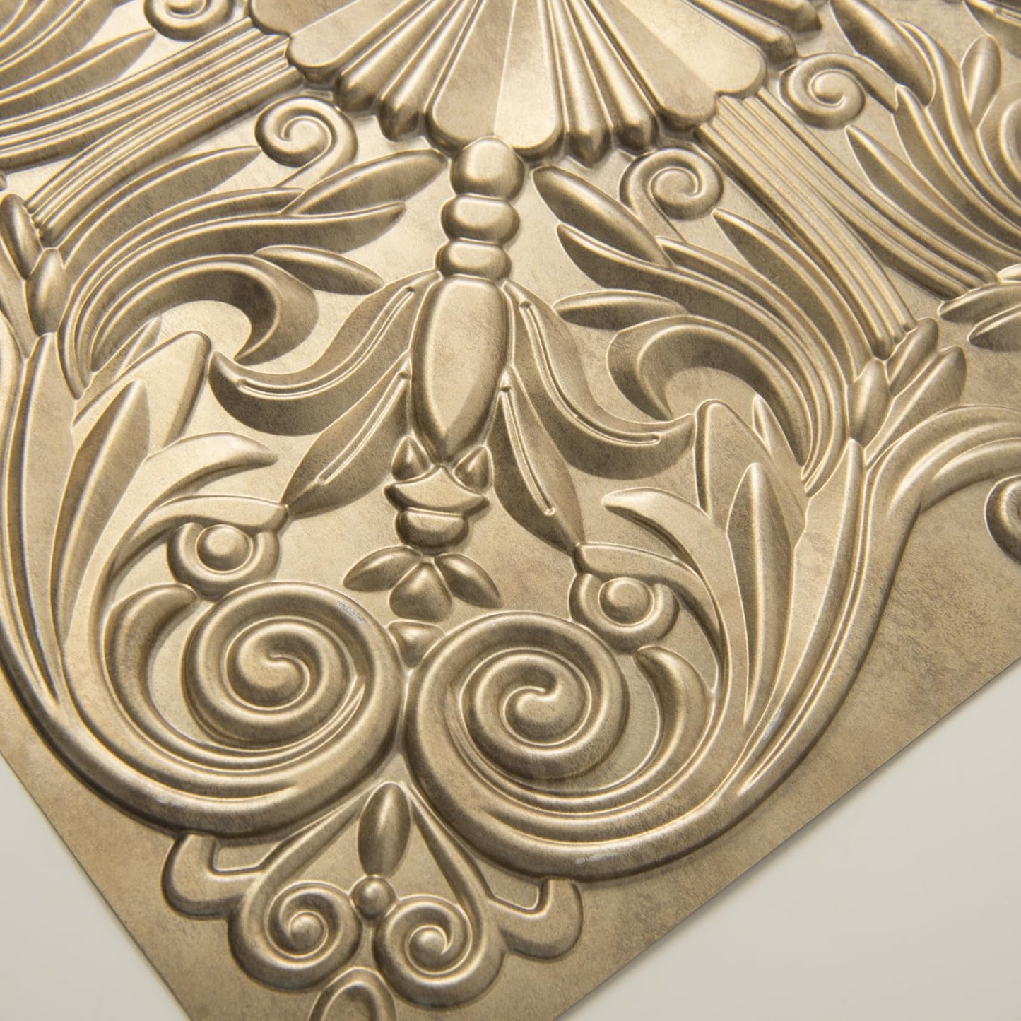 Art3d Decorative Ceiling Tile 2x2 Glue up, Lay in Ceiling Tile 24x24 Pack of 12pcs Spanish Floral in Antique Gold