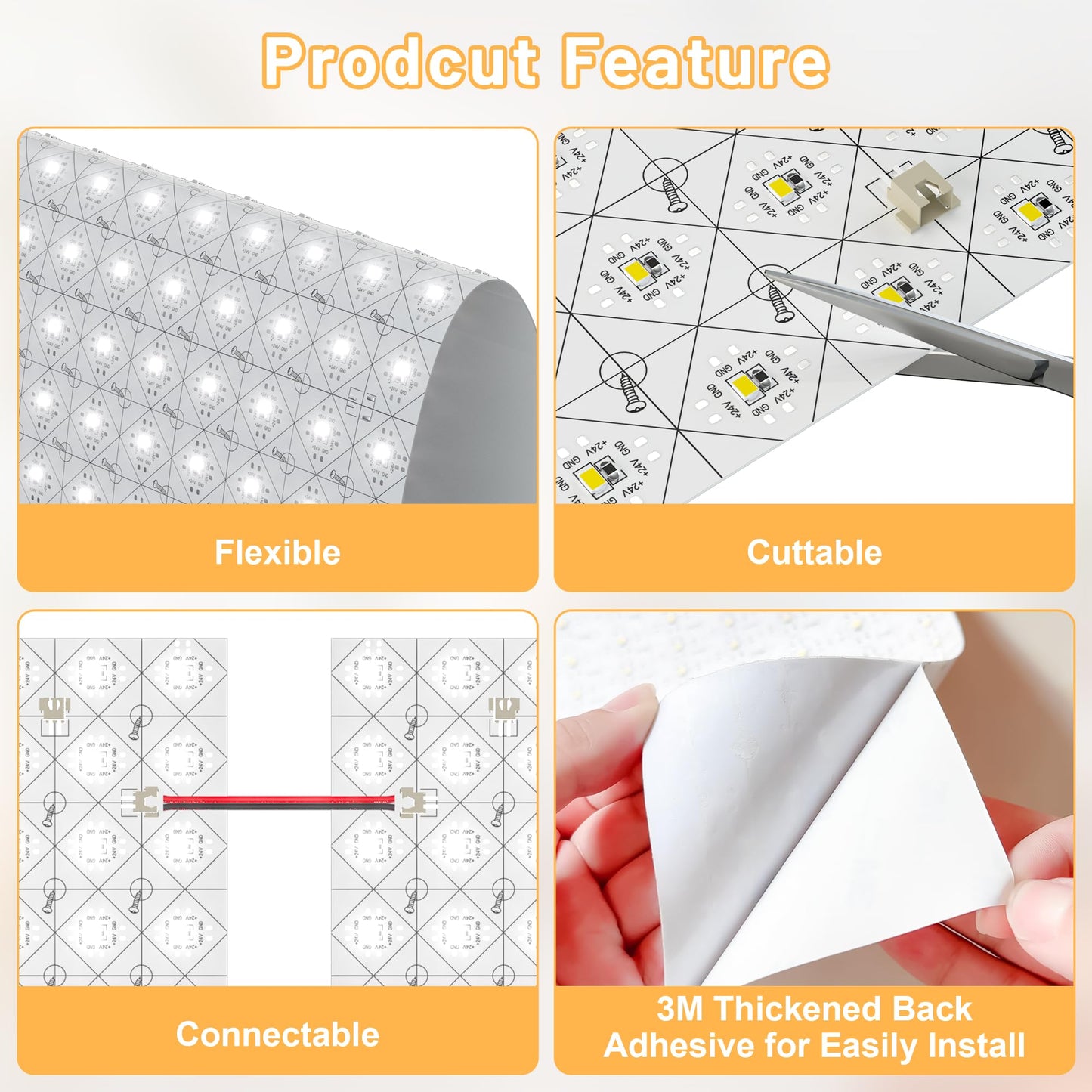 4 Pack LED Backlight Sheet, 24V 36W 6000K White Flexible Led Panel Lights with Alexa & APP Remote Control Dimmable Backlit Light 19.7X9.7 Inch for Translucent Stone/Marble/Onyx/Quartz Countertop