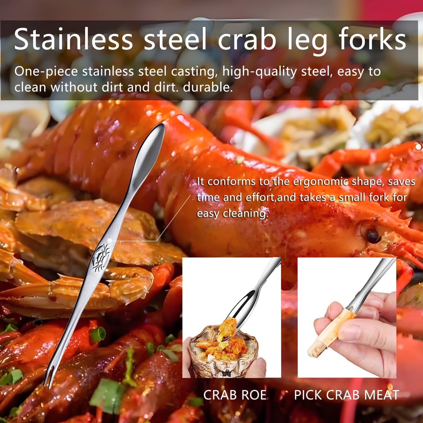 Seafood Cracker Tool Set With Lobster Sheller Stainless Steel Crab Crackers Crab Leg Fork Seafood Scissors Seafood Forks And Storage Bag, Crab Leg Pick Utensils Set Crab Eating Tools (13Pcs)