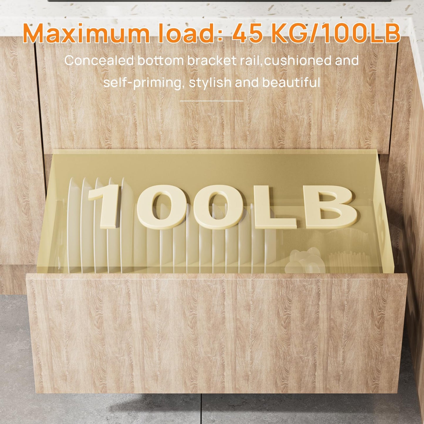 PHWALK 10 Inch Soft Close Undermount (Bottom Mount) Drawer Slides, 1 Pair Heavy Duty Stainless Steel Slides, Full Extension 100lb Capacity for Vanity Cabinets, Home Office Desks (10 Inch)