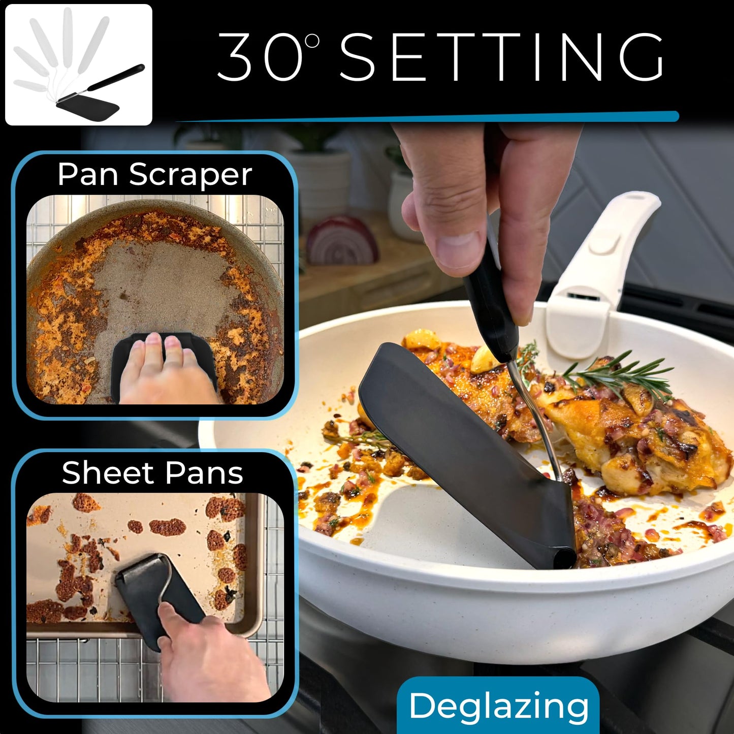 Blue Bosti Adjustable Angle Spatula - New PPSU material - Turner and Flipper for Eggs, Pancakes, Burgers - Swappable Spatula Heads - Thin, Heat Resistant - Non-Stick Cookware Safe