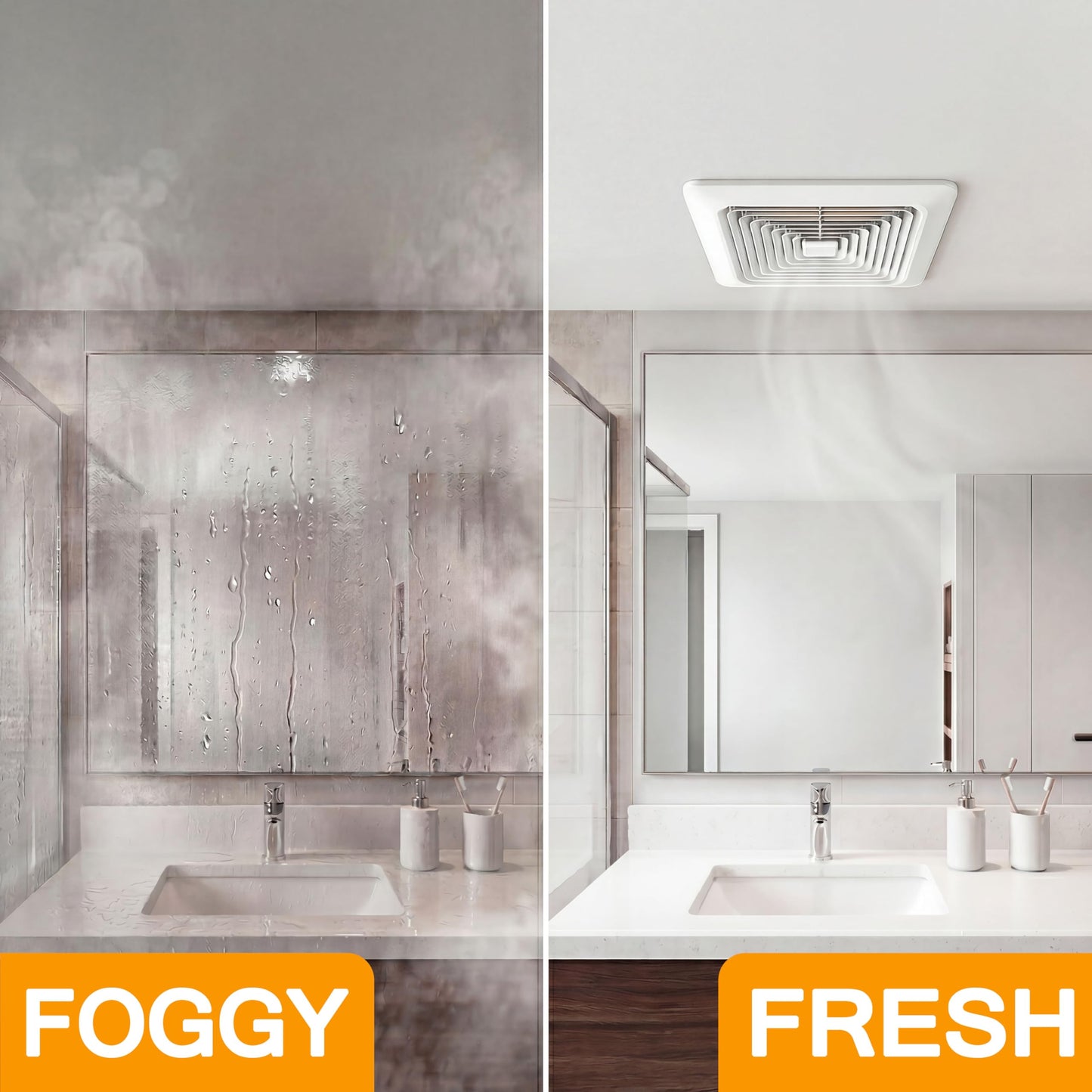 Fitop Bathroom Exhaust Fan 130CFM 1.5 Sones Ultra Quiet Ceiling Mounted – No Attic Access Required, Easy Installation, High Airflow Ventilation Fan for Bedroom, Laundry, Kitchen & Bathroom