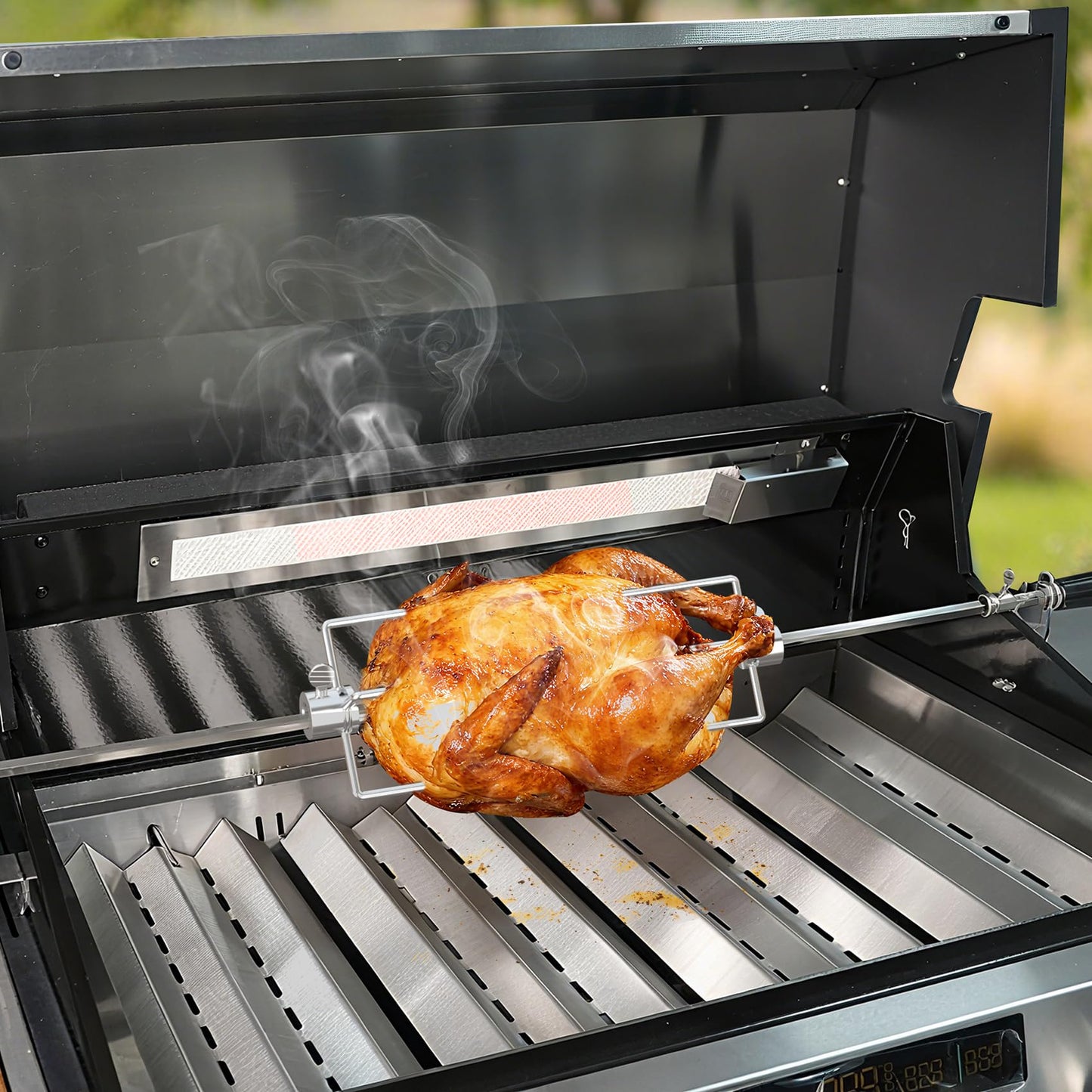 Skyflame Heavy Duty Stainless Steel Rotisserie Meat Forks - Fits 1/2-Inch and 3/8-Inch Hexagon & 3/8-Inch and 5/16-Inch Square Spit Rods