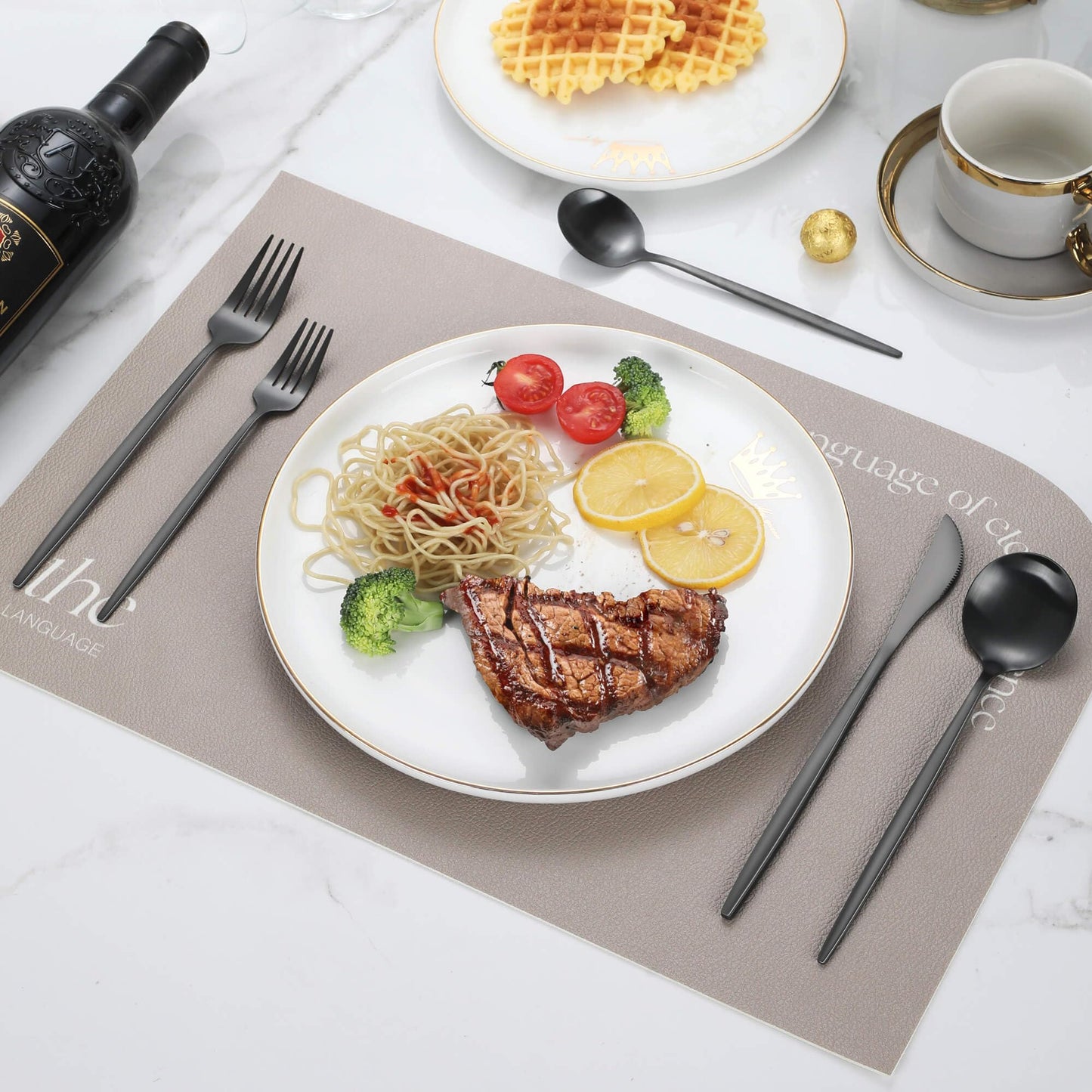 Joincook Matte Black Silverware Set,30 Piece Stainless Steel Modern Flatware Set,Brushed Cutlery Set Service for 6,Satin Finish Utensils Set,Home Kitchen and Restaurant,Dishwasher Safe