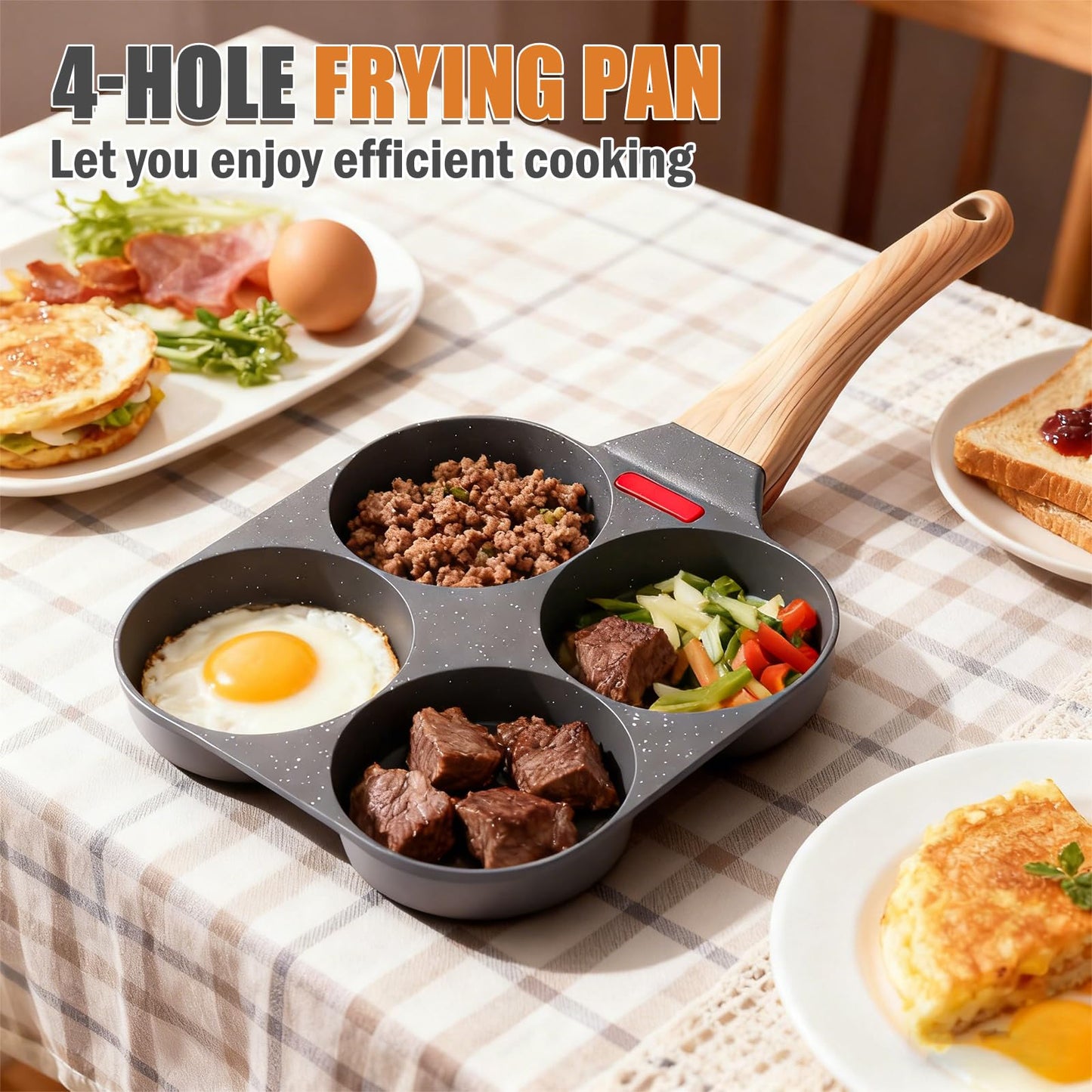 oxiraqan 4 Cups Pancake Pan Omelette Nonstick, Mcgriddle Pan, Egg Frying Breakfast 4 Section, Suitable For Gas Stove And Induction Cookware, Breakfast, Pancake, Send Goods From Local Warehouse