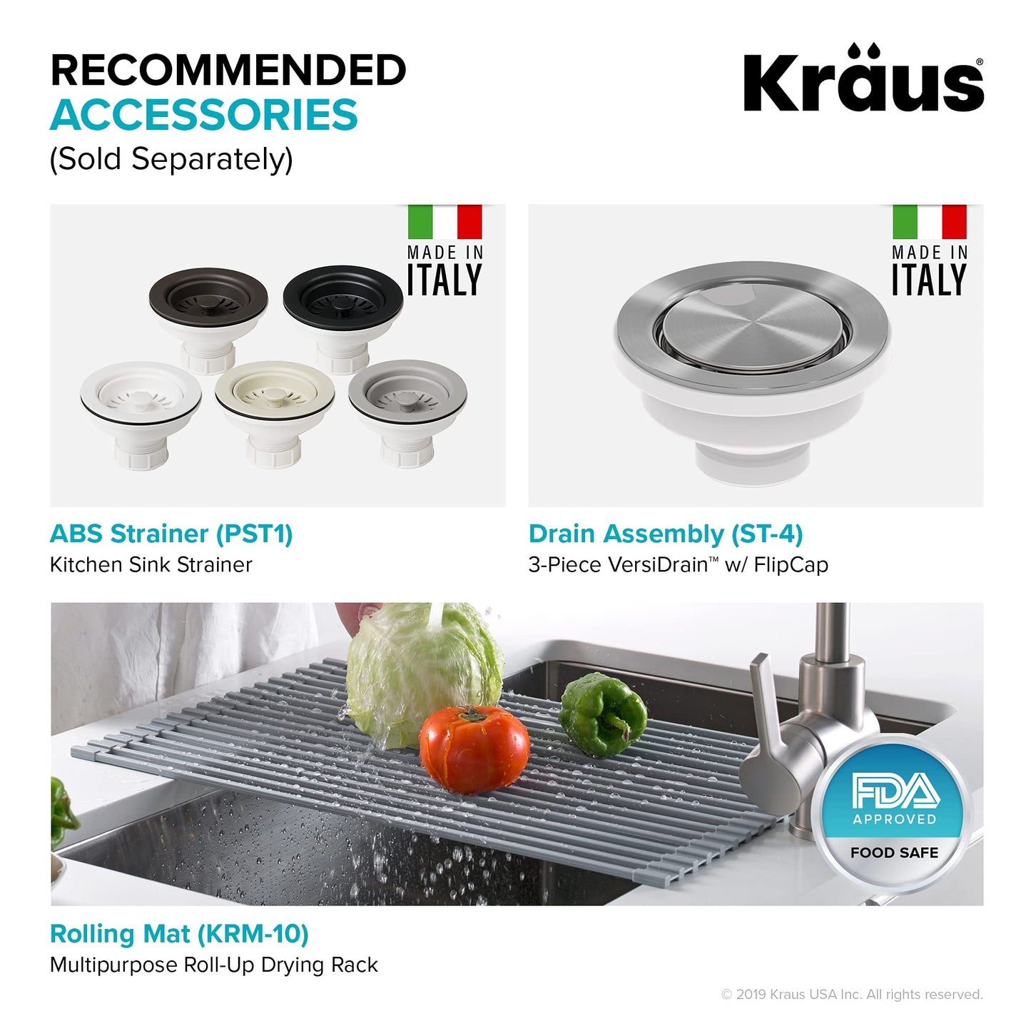KRAUS Forteza 33-inch Drop In/Undermount 60/40 Double Bowl Granite Kitchen Sink in Grey, KGD-50GREY