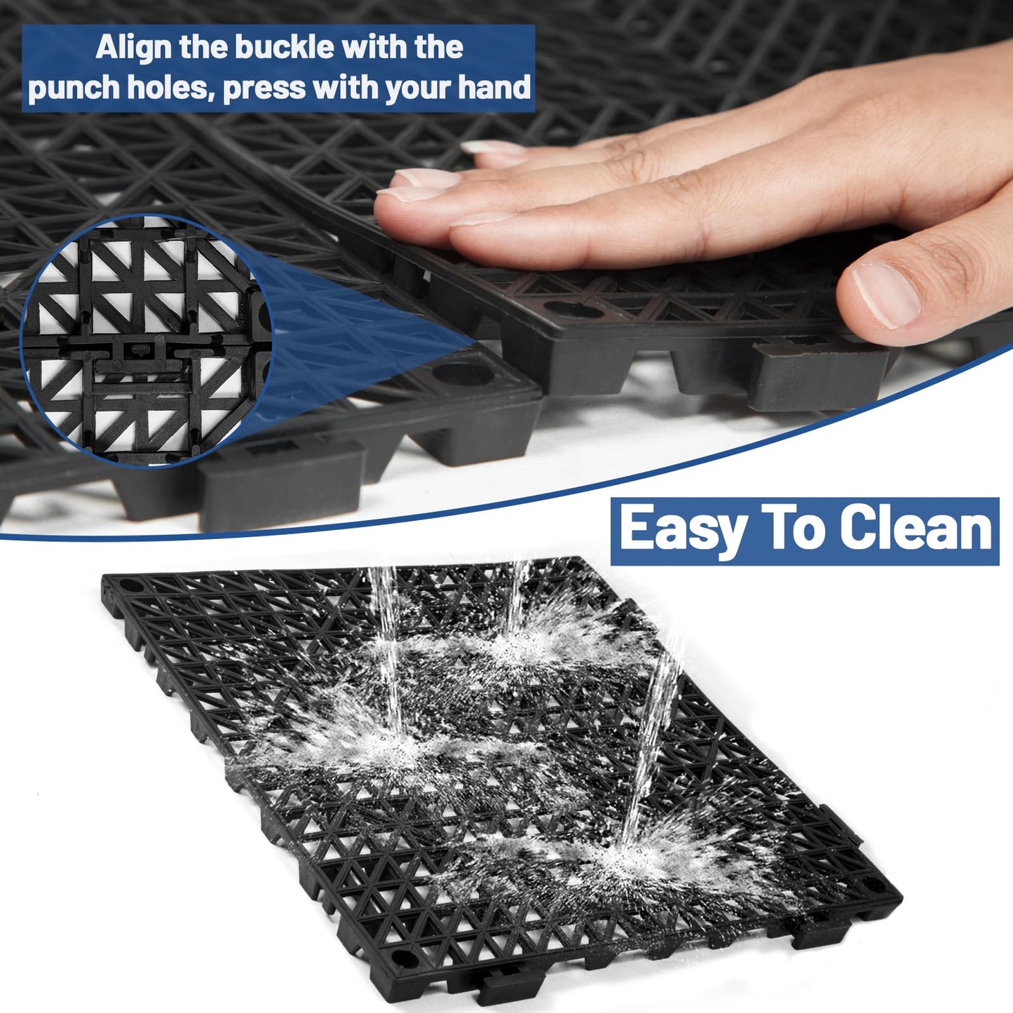 12Pcs Drainage Interlocking Floor Tiles 11.8" x 11.8", Modular Interlocking Cushion Soft PVC Floor Non-Slip Splicing Waterproof Mat for Drain, Pool, Shower, Patio, Balcony, Bathroom, Kitchen, Yard