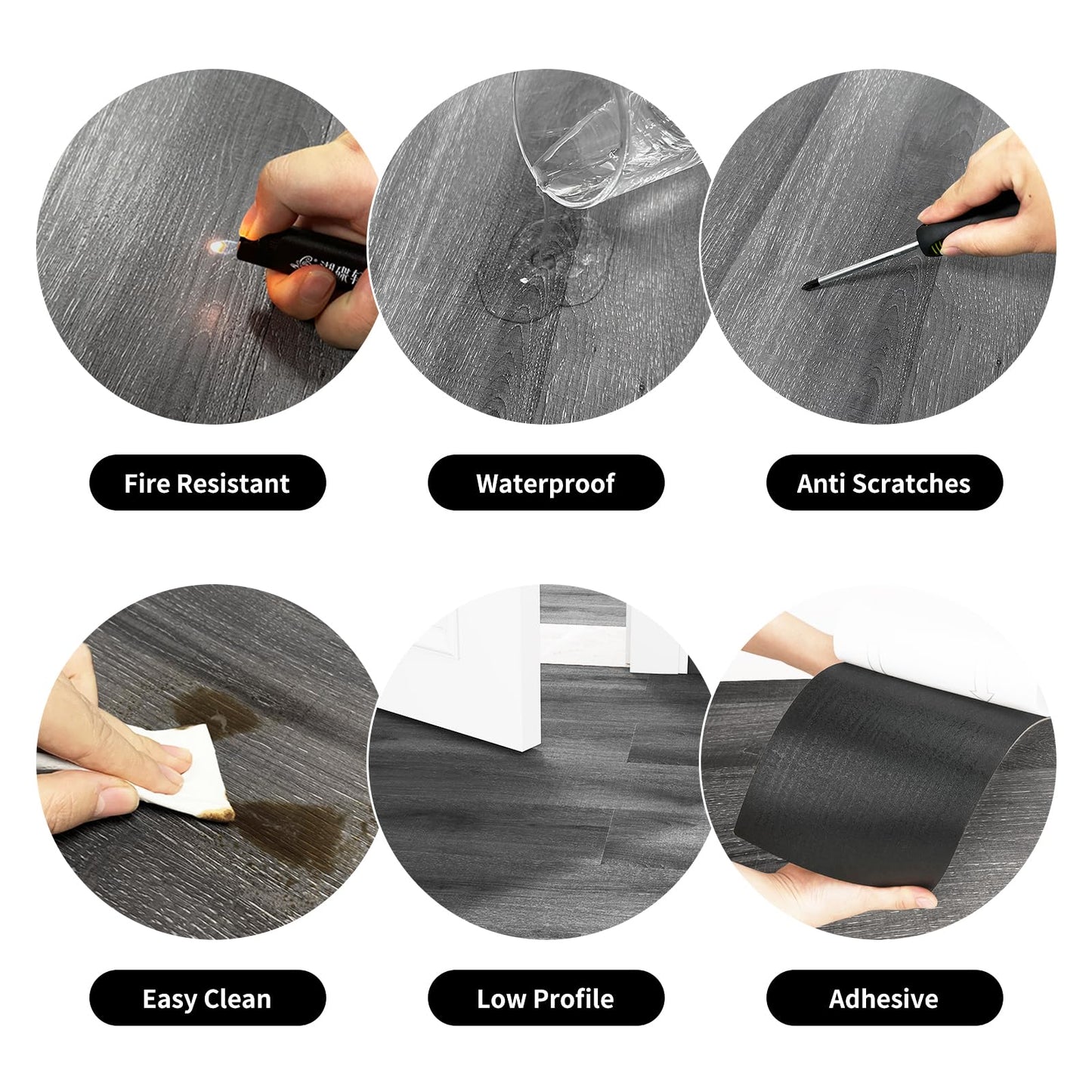 MULGREAT Peel and Stick Floor Tile, 54 Sq.Ft 36 Pieces 36"x6" Long Vinyl Flooring, 1.5mm Thick Waterproof Renter Friendly Self Adhesive Vinyl Plank Flooring for Bedroom RV Kitchen (Grey Oak)