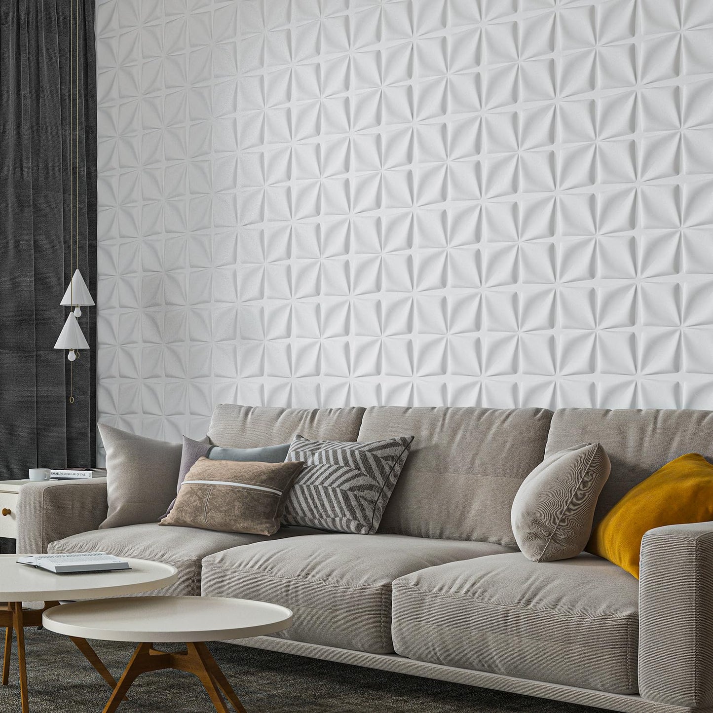 Art3d 20 Pack Decorative 3D Wall Panels, 19 Sq.Feet PVC Interior Wall Décor, 11.8"x11.8", White